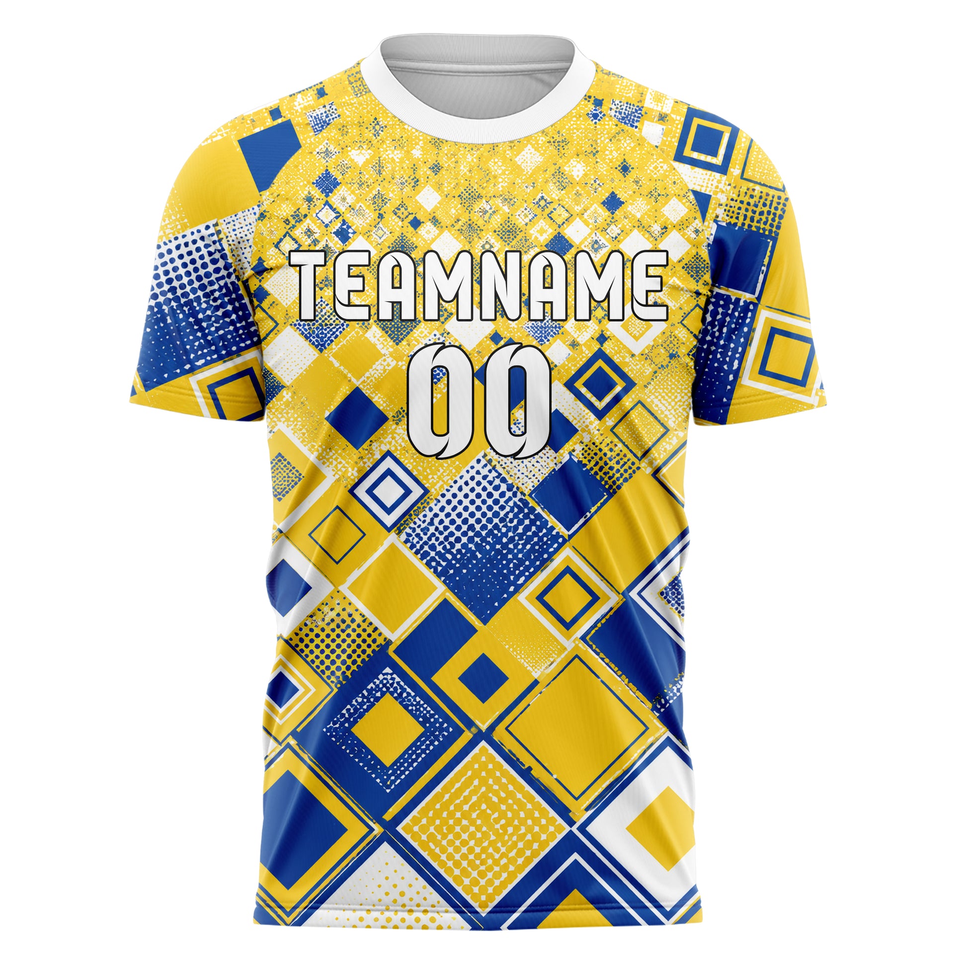 Gold klassisches Rauten Square Grid Design 01-0477 individuelles Fußballtrikot front
