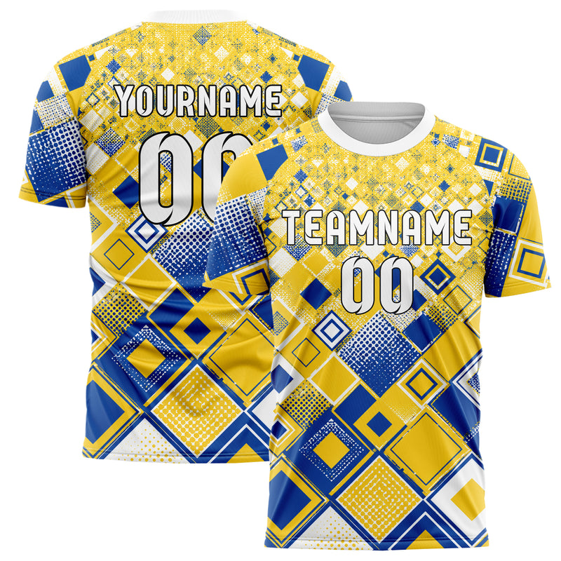 Gold klassisches Rauten Square Grid Design 01-0477 individuelles Fußballtrikot main
