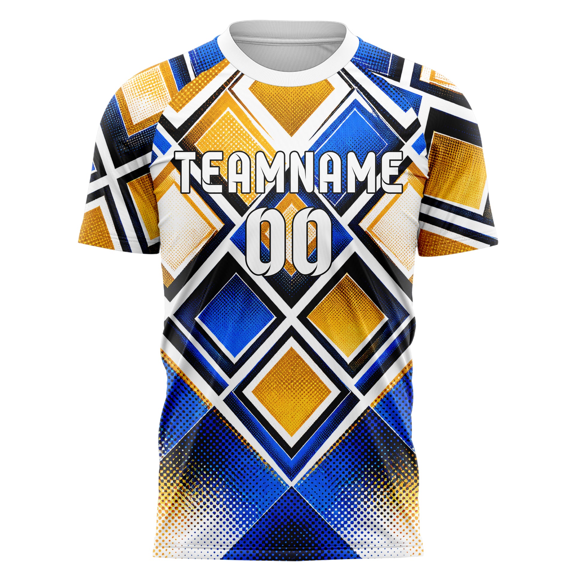 Gold klassisches Rauten dichter Verlauf von unten Design 01-0135 individuelles Fußballtrikot front