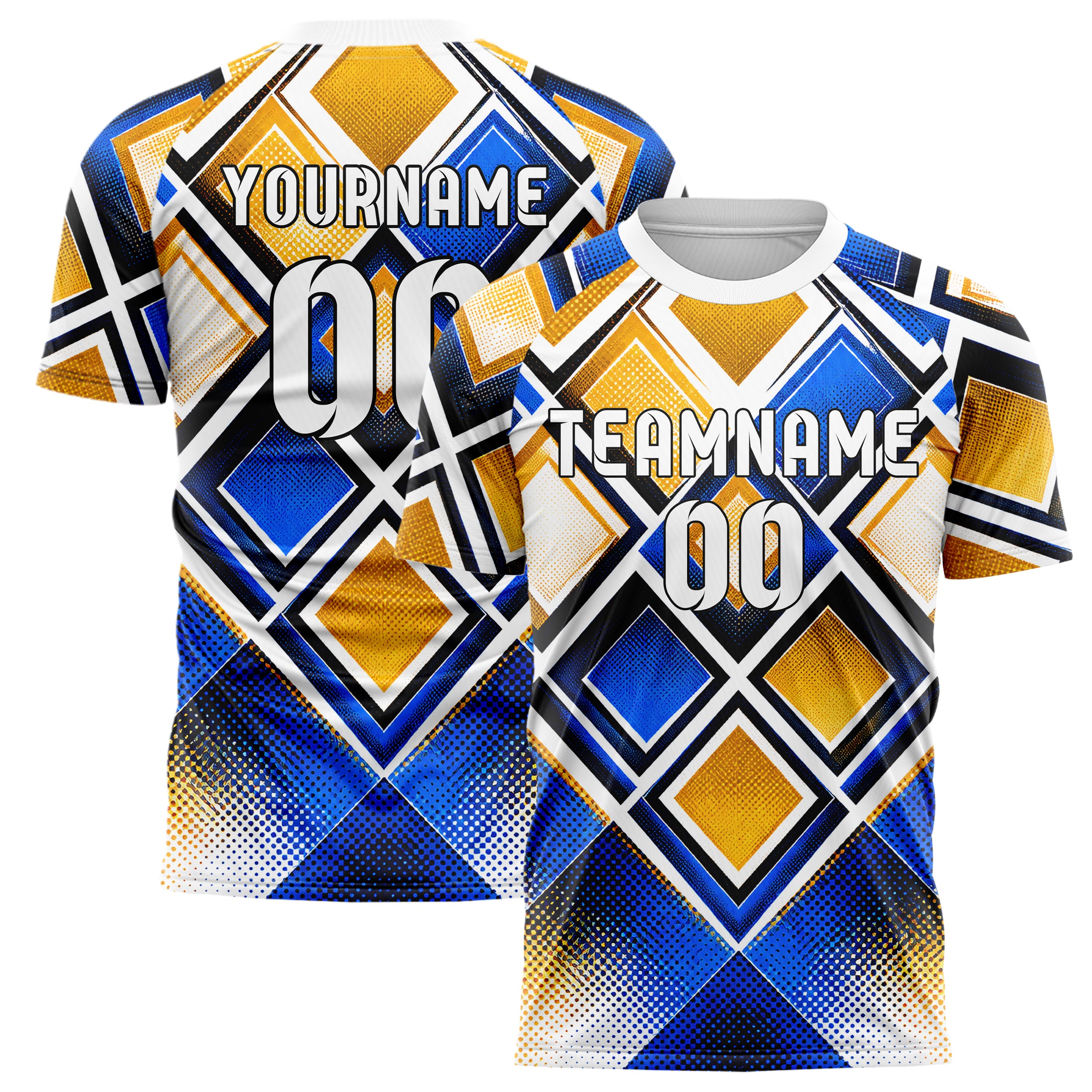 Gold klassisches Rauten dichter Verlauf von unten Design 01-0135 individuelles Fußballtrikot main