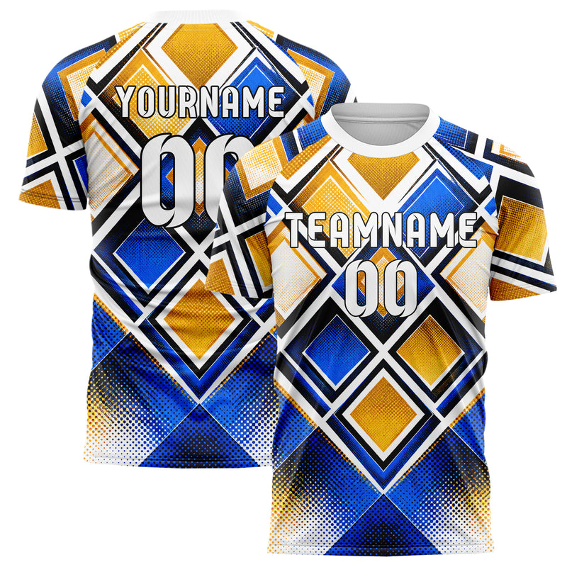 Gold klassisches Rauten dichter Verlauf von unten Design 01-0135 individuelles Fußballtrikot main