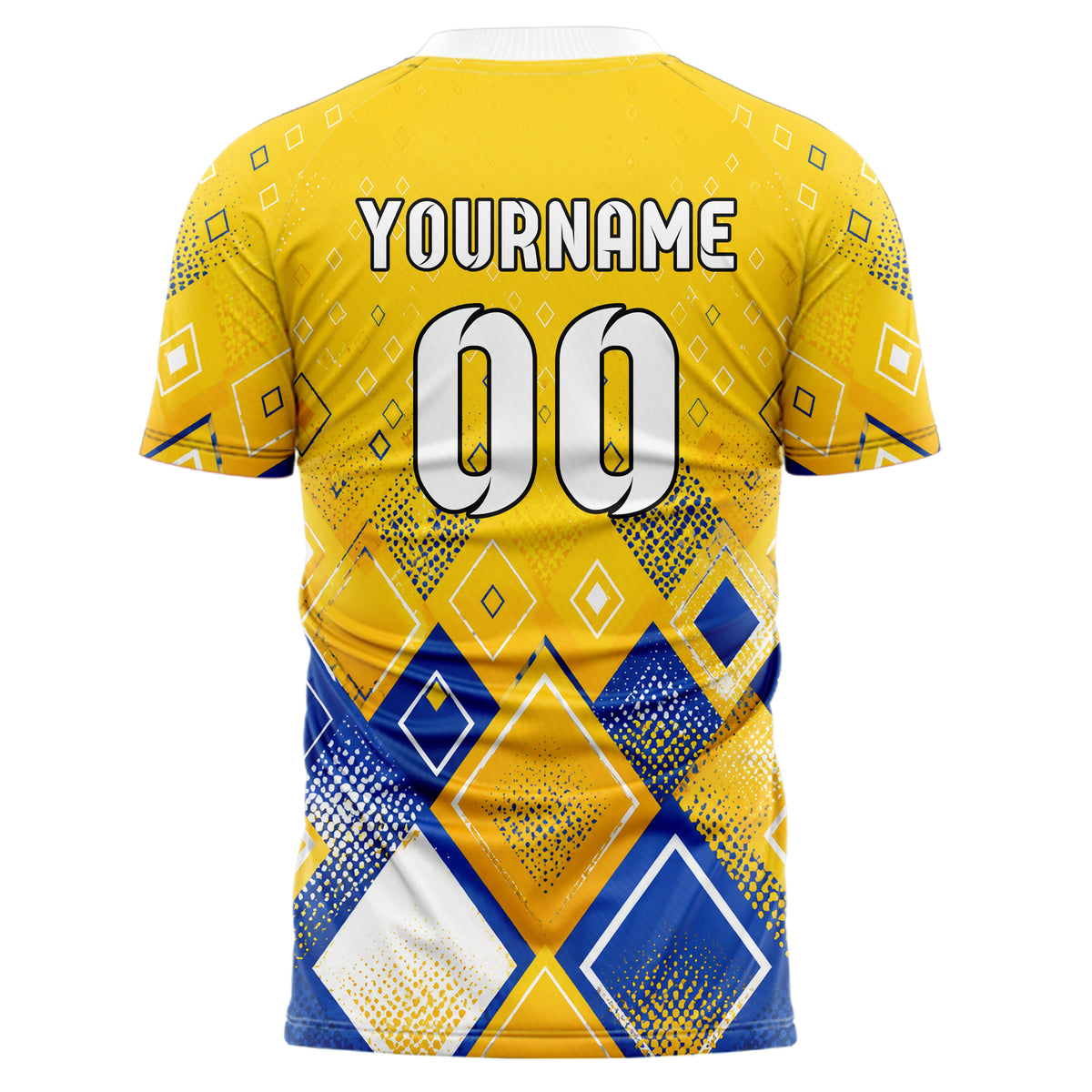 Gold klassisches Rauten radialer Center Fade Design 01-0249 individuelles Fußballtrikot back