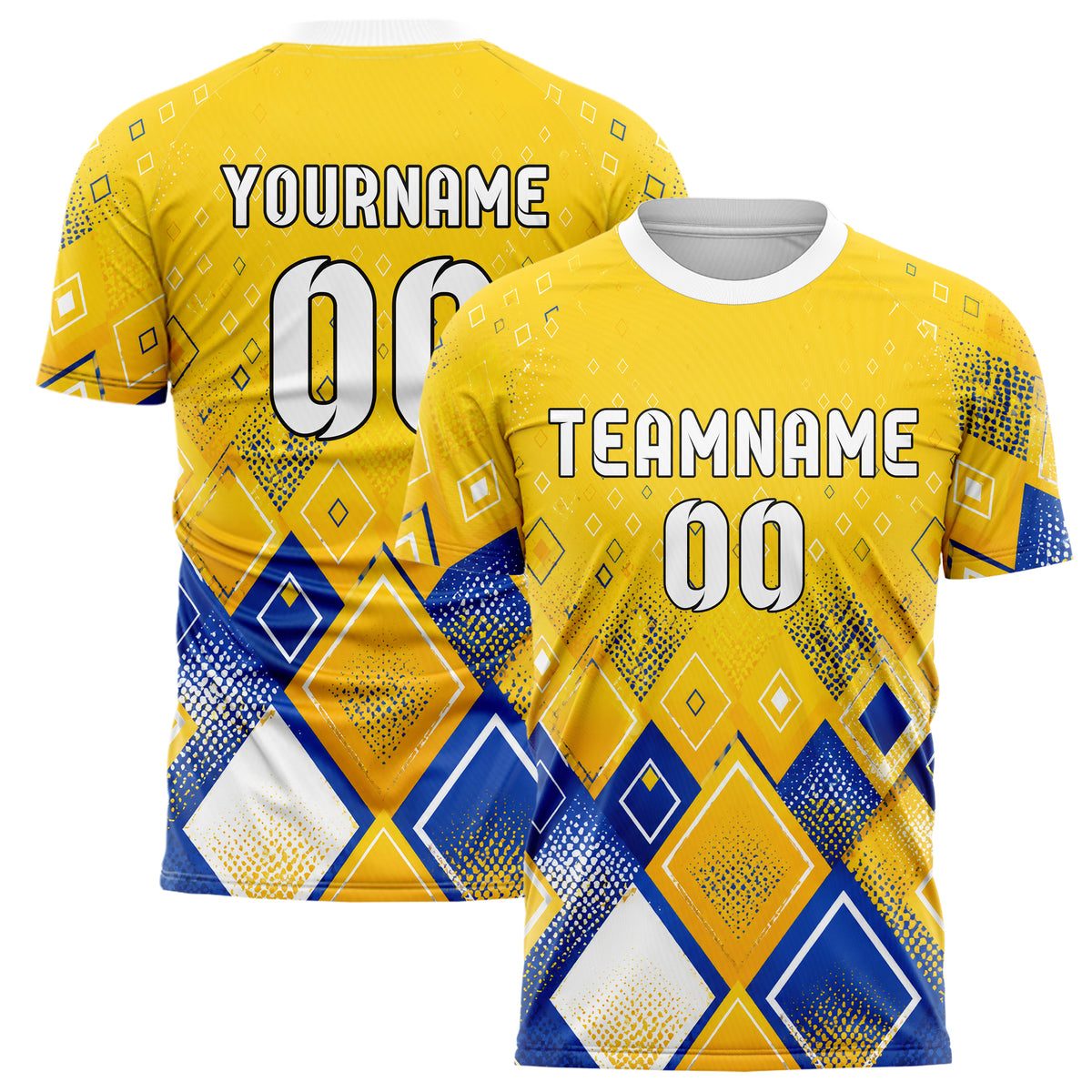 Gold klassisches Rauten radialer Center Fade Design 01-0249 individuelles Fußballtrikot main