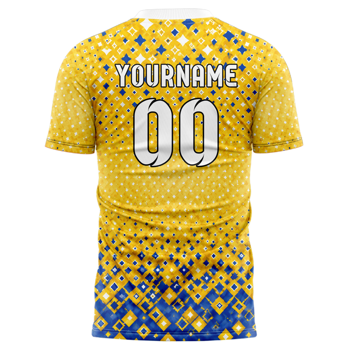 Gold klassisches Rauten radialer Center Fade Design 01-0369 individuelles Fußballtrikot back