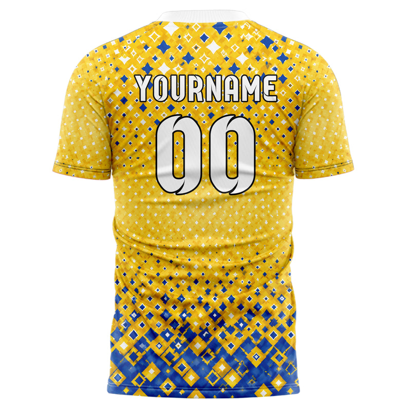 Gold klassisches Rauten radialer Center Fade Design 01-0369 individuelles Fußballtrikot back