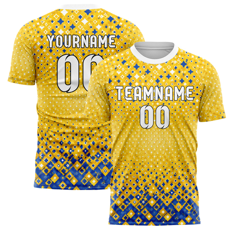 Gold klassisches Rauten radialer Center Fade Design 01-0369 individuelles Fußballtrikot main