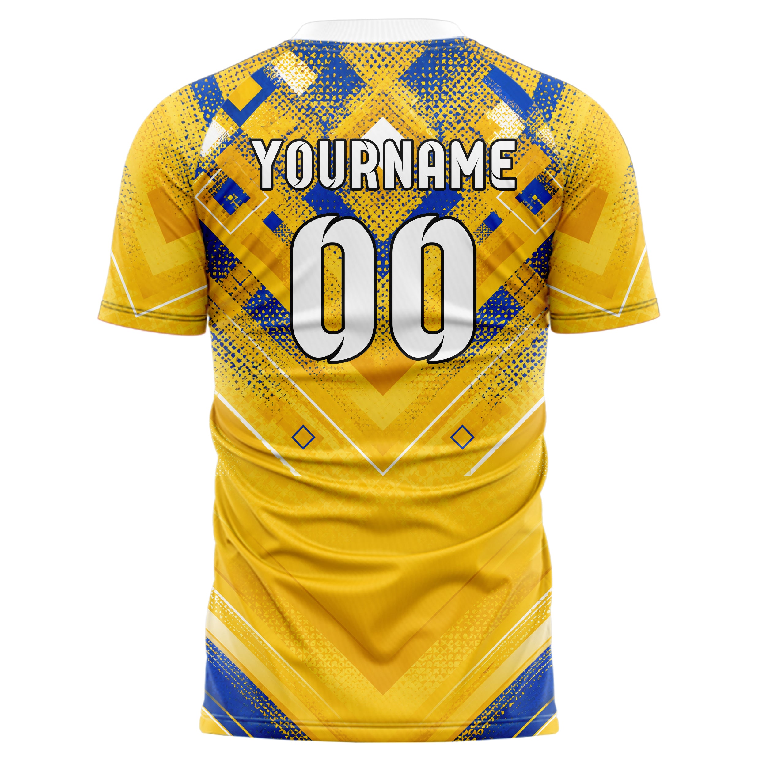 Gold klassisches Rauten dichter Verlauf von oben Design 01-0216 individuelles Fußballtrikot back