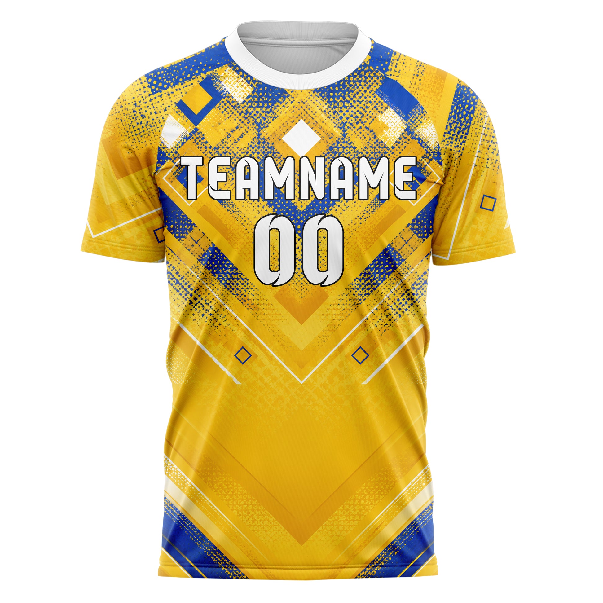 Gold klassisches Rauten dichter Verlauf von oben Design 01-0216 individuelles Fußballtrikot front