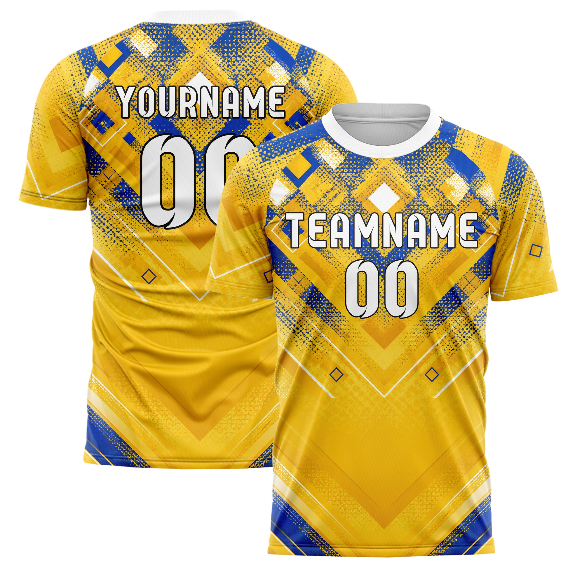 Gold klassisches Rauten dichter Verlauf von oben Design 01-0216 individuelles Fußballtrikot main