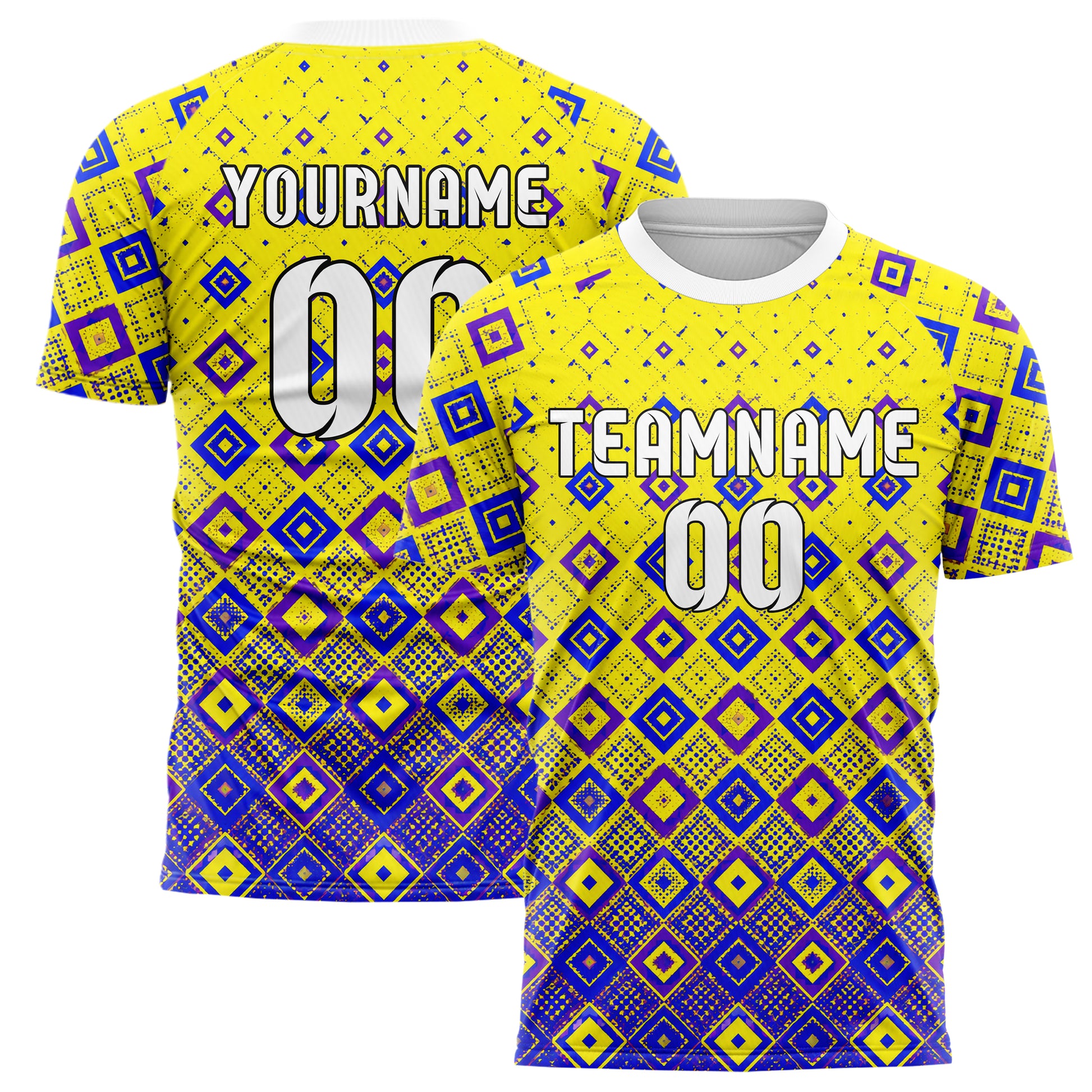 Gelb lebendiges Rauten Square Grid Design 01-0157 individuelles Fußballtrikot main