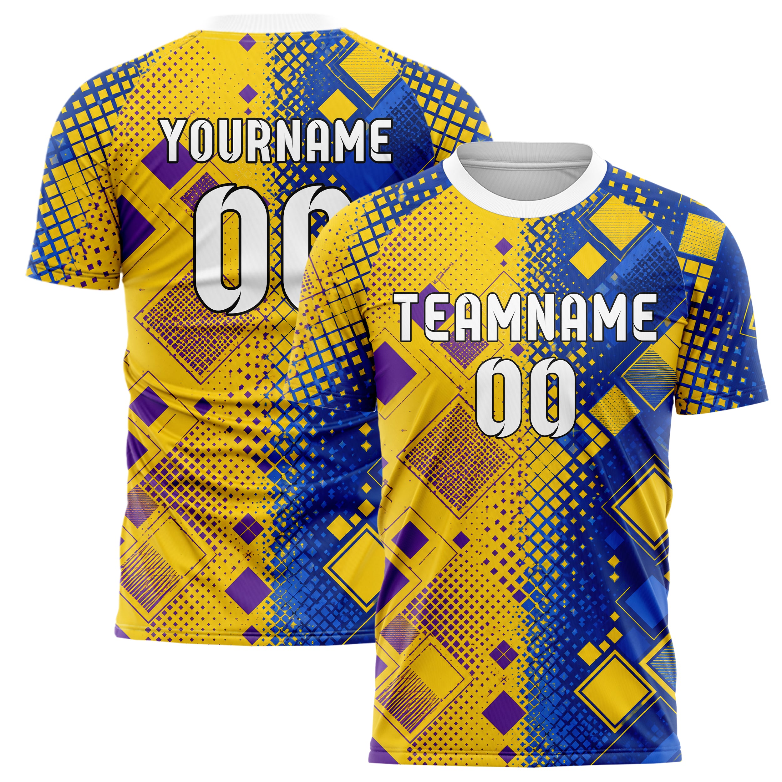 Gelb lebendiges Rauten Square Grid Design 01-0181 individuelles Fußballtrikot main