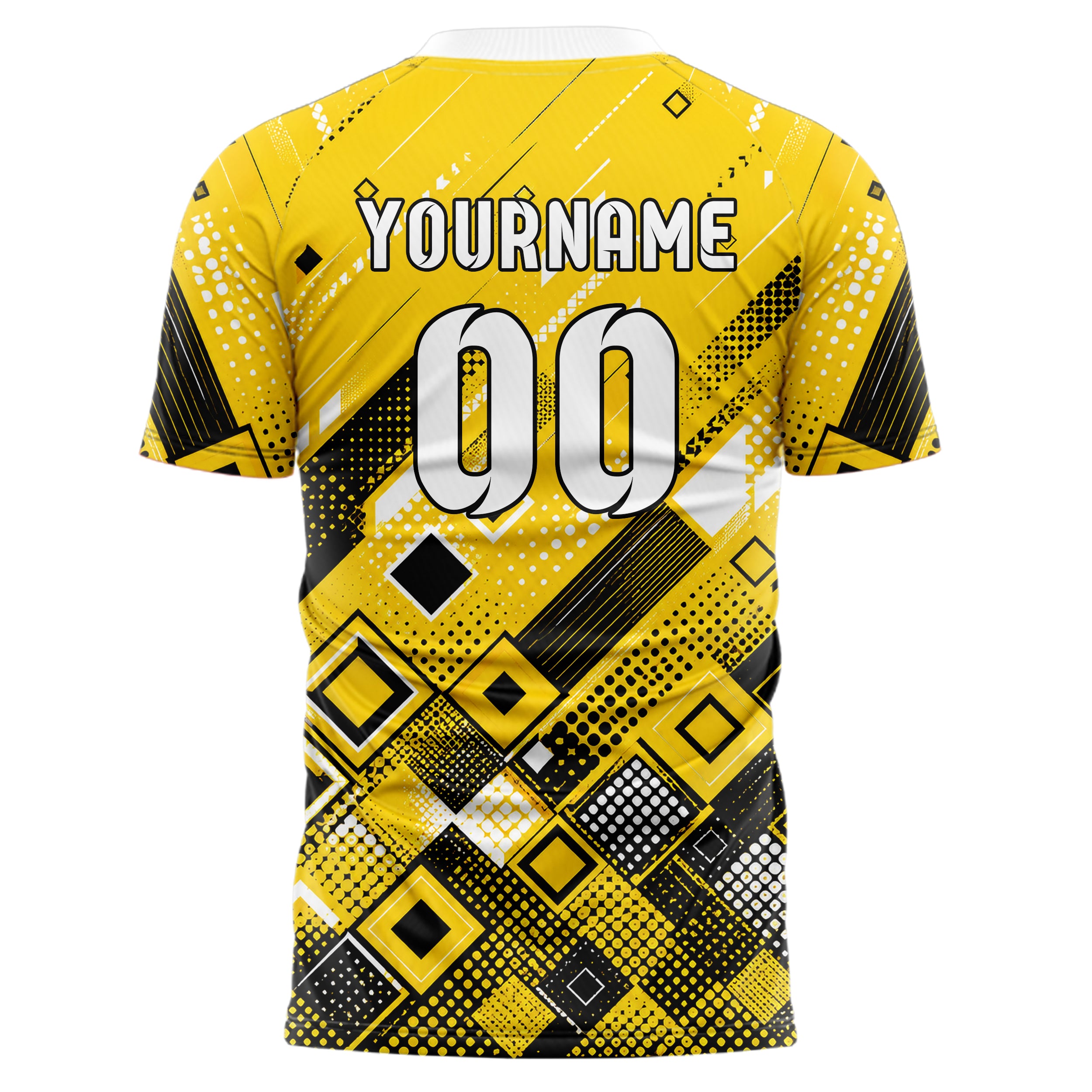 Gelb lebendiges Rauten dichter Verlauf von unten Design 01-0407 individuelles Fußballtrikot back