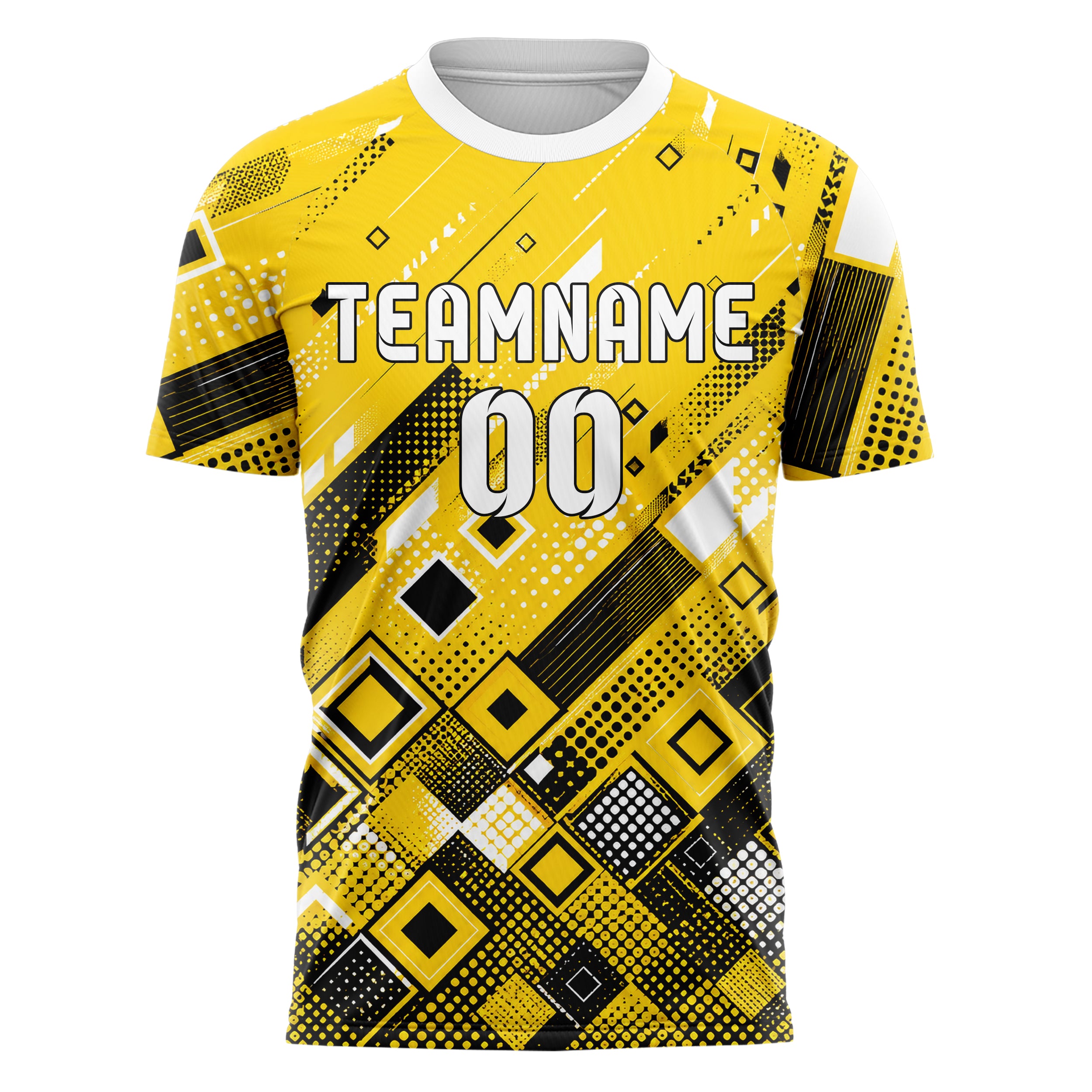 Gelb lebendiges Rauten dichter Verlauf von unten Design 01-0407 individuelles Fußballtrikot front
