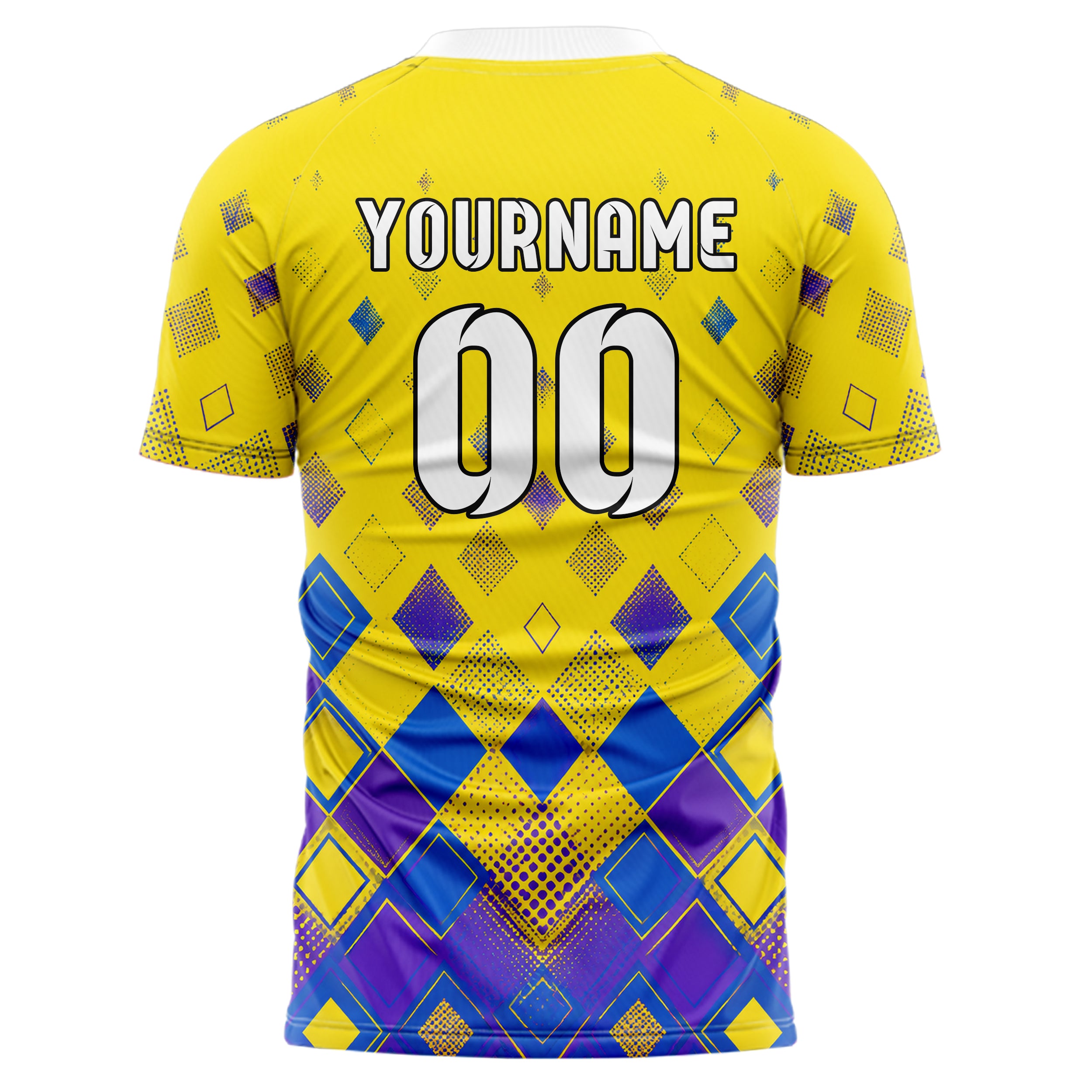 Gelb lebendiges Rauten dichter Verlauf von unten Design 01-0487 individuelles Fußballtrikot back