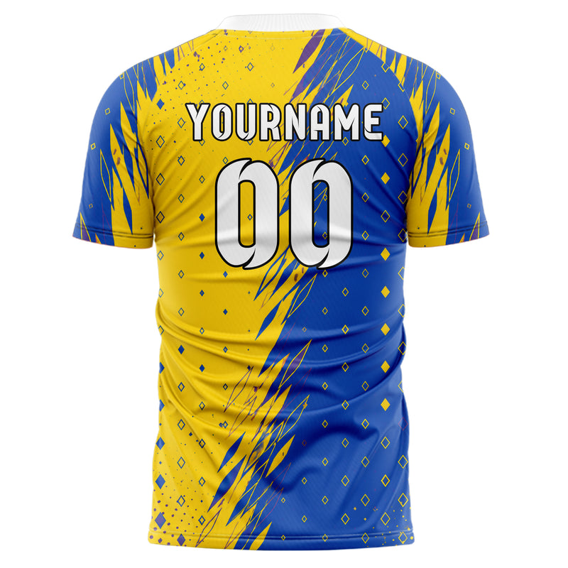 Gelb lebendiges Rauten radialer Center Fade Design 01-0073 individuelles Fußballtrikot back