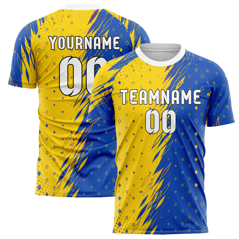 Gelb lebendiges Rauten radialer Center Fade Design 01-0073 individuelles Fußballtrikot main