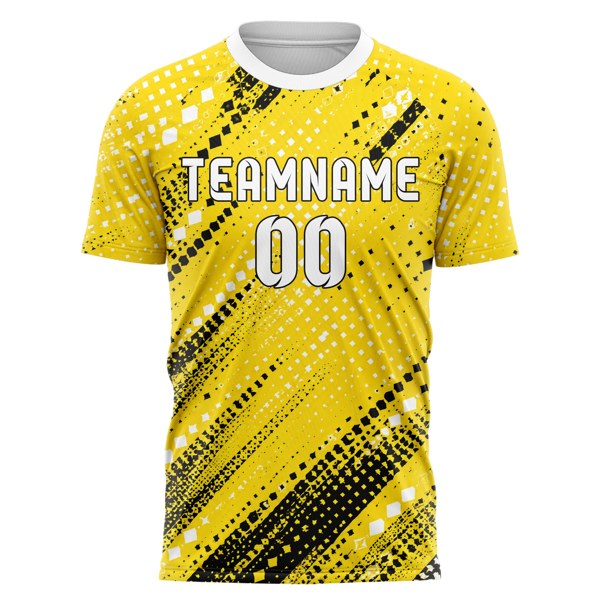 Gelb lebendiges Rauten radialer Center Fade Design 01-0305 individuelles Fußballtrikot front