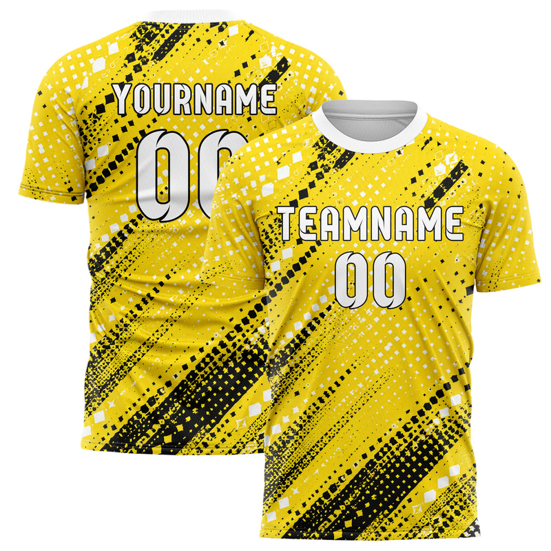 Gelb lebendiges Rauten radialer Center Fade Design 01-0305 individuelles Fußballtrikot main