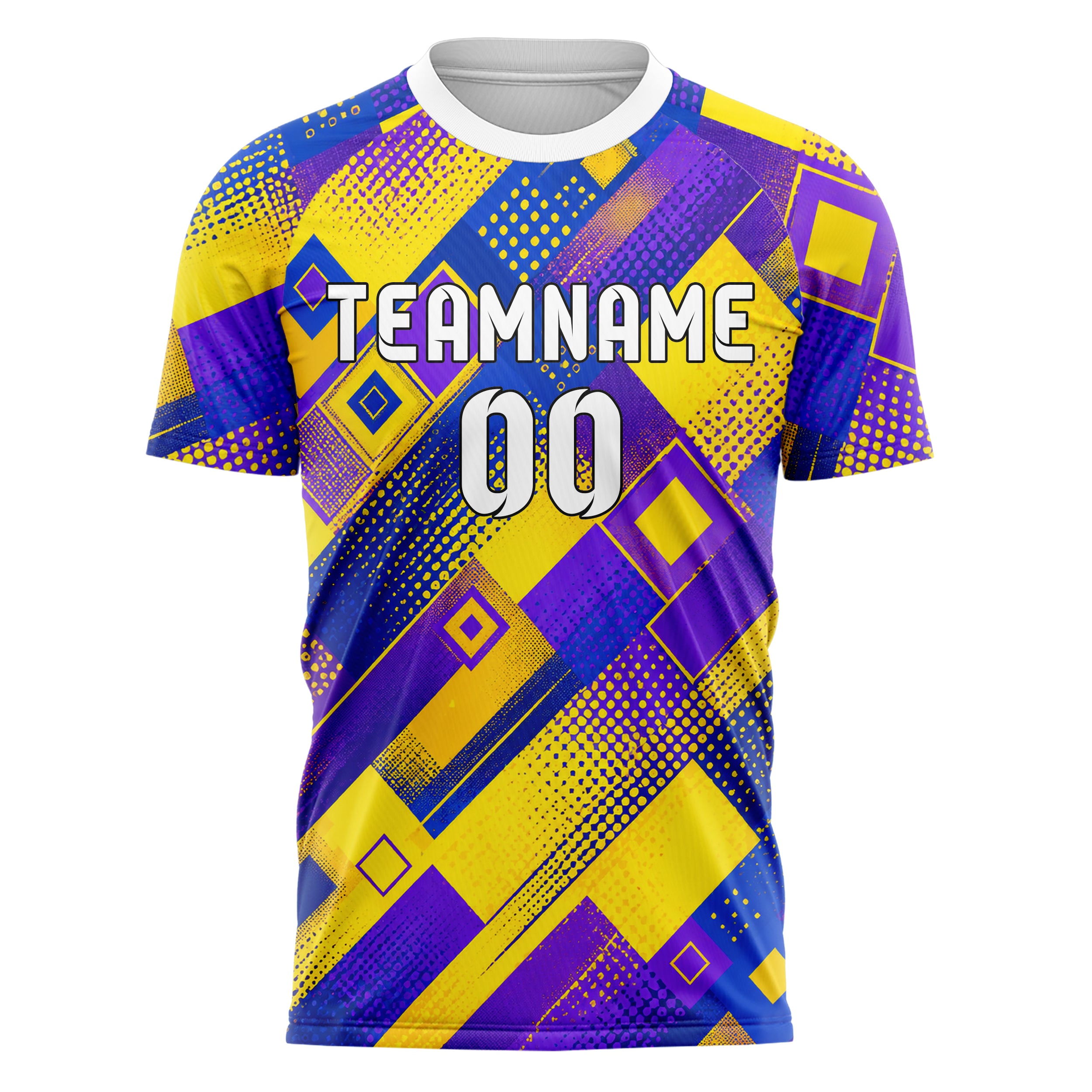 Gelb lebendiges Rauten diagonale Tessellation Design 01-0034 individuelles Fußballtrikot front