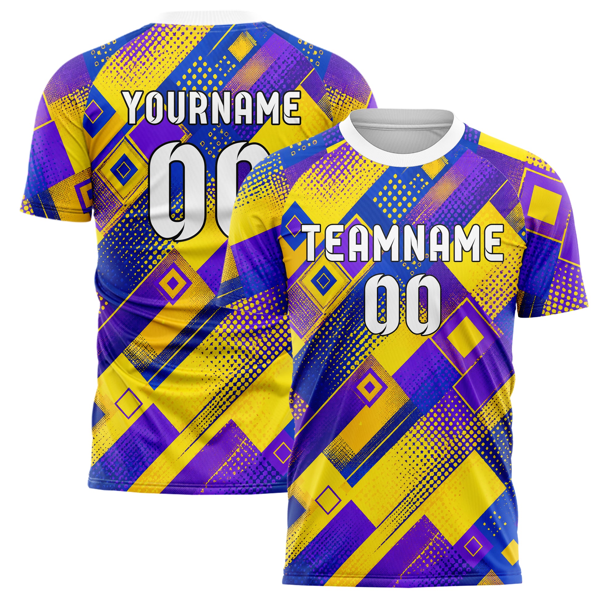 Gelb lebendiges Rauten diagonale Tessellation Design 01-0034 individuelles Fußballtrikot main