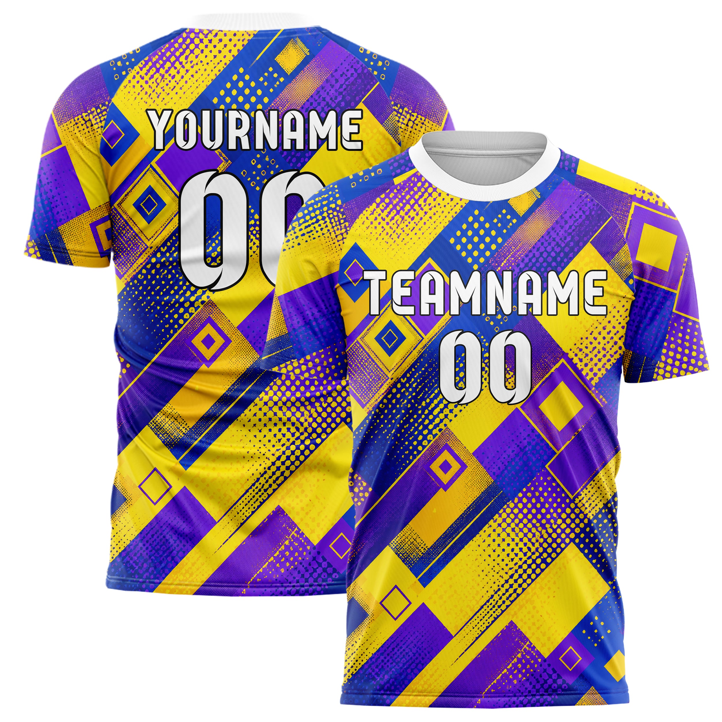 Gelb lebendiges Rauten diagonale Tessellation Design 01-0034 individuelles Fußballtrikot main