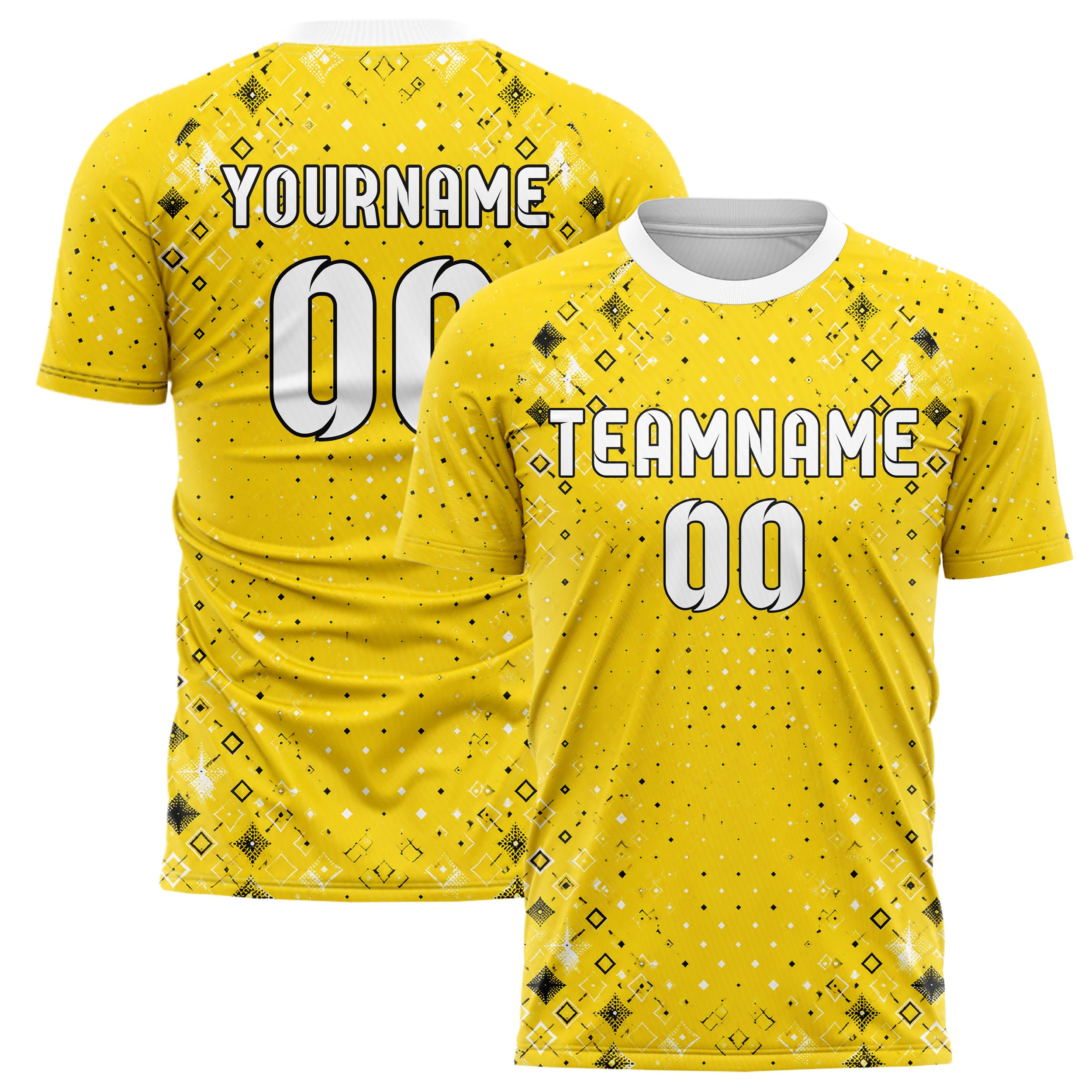 Gelb lebendiges Rauten diagonale Tessellation Design 01-0146 individuelles Fußballtrikot main