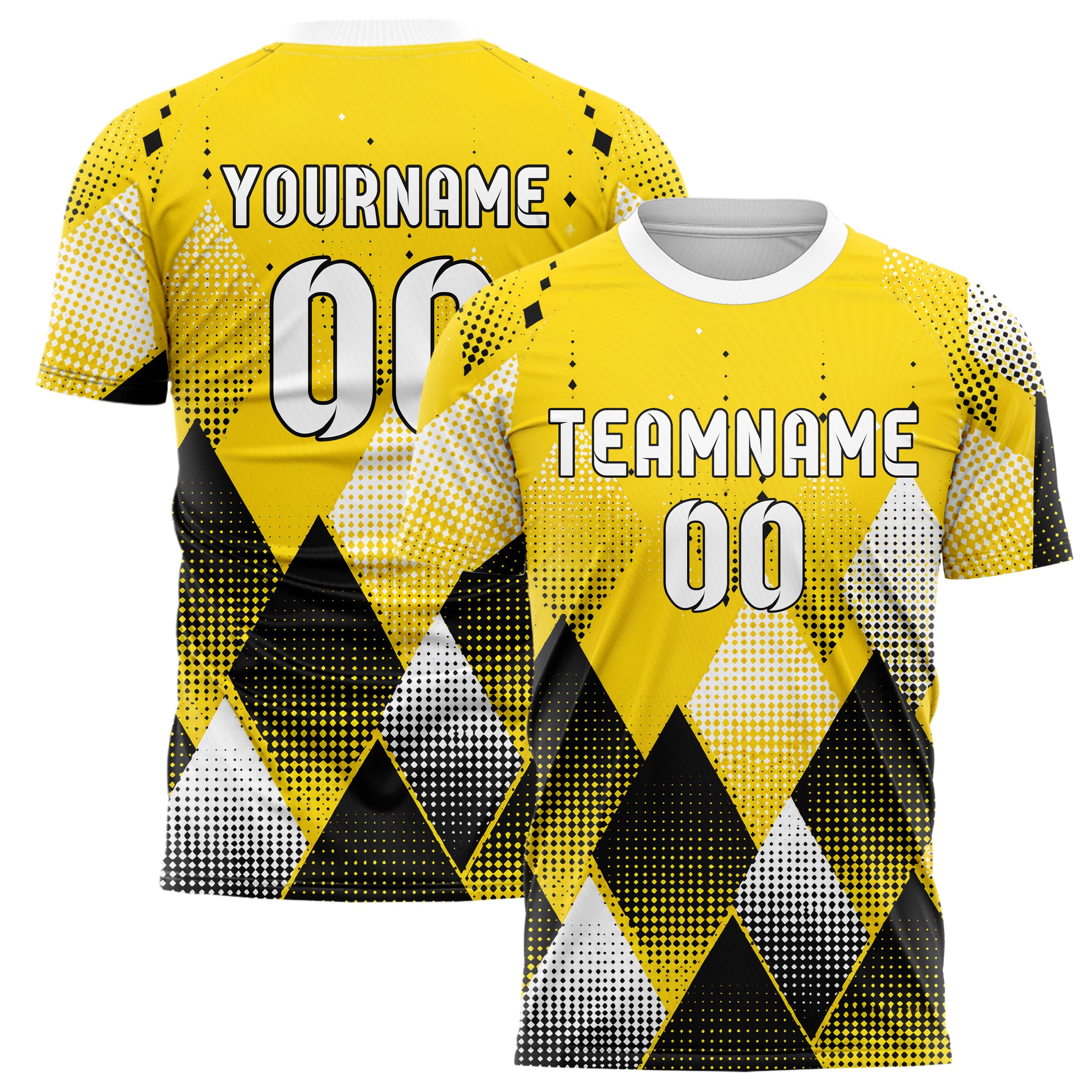 Gelb lebendiges Rauten diagonale Tessellation Design 01-0482 individuelles Fußballtrikot main