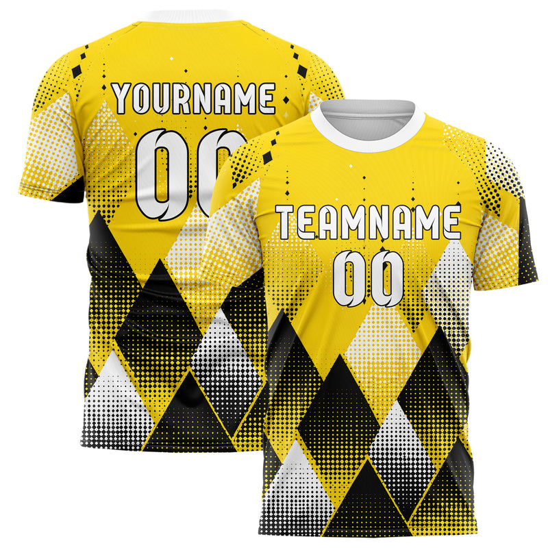 Gelb lebendiges Rauten diagonale Tessellation Design 01-0482 individuelles Fußballtrikot main