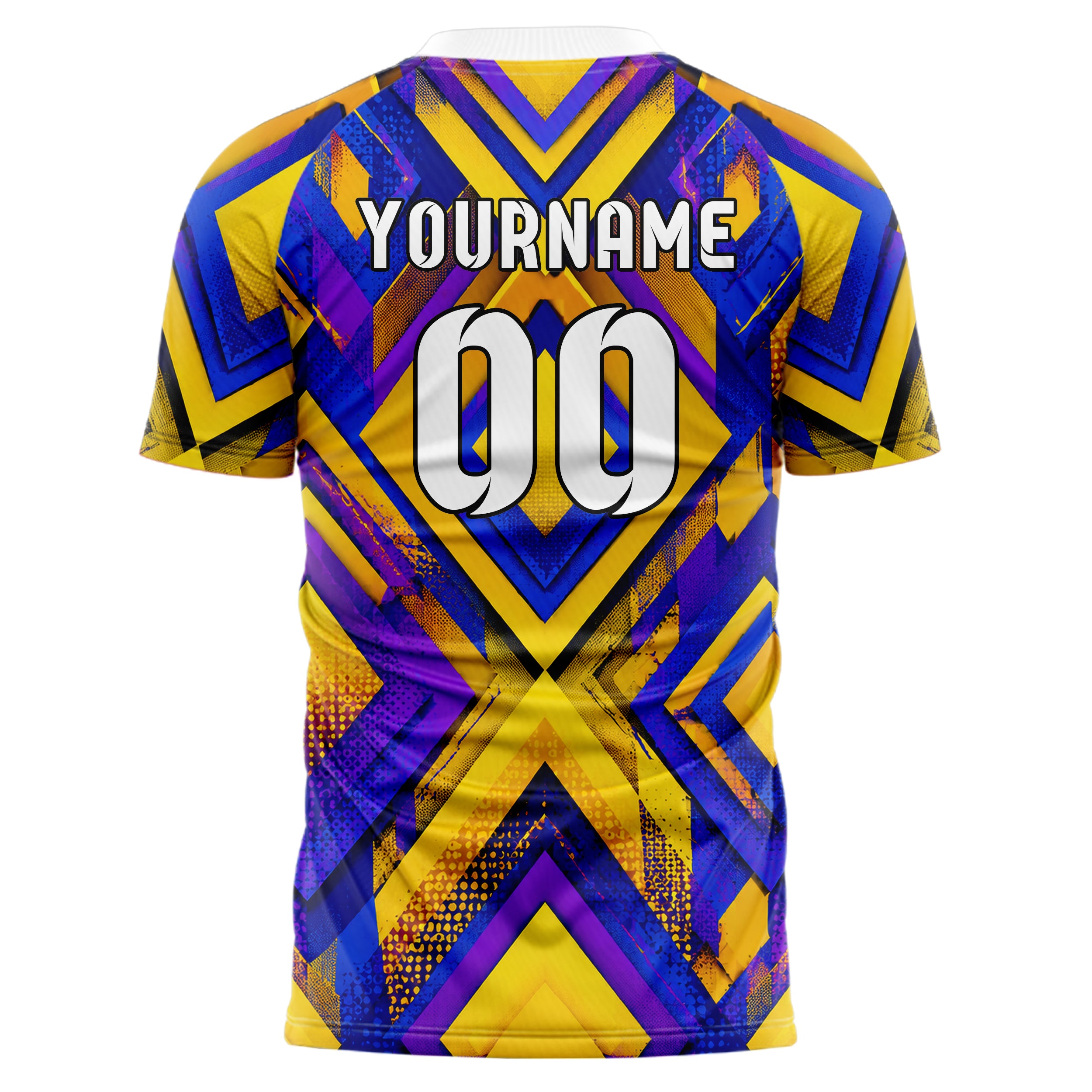 Gelb lebendiges Rauten Layered 3D Rhombus Design 01-0067 individuelles Fußballtrikot back