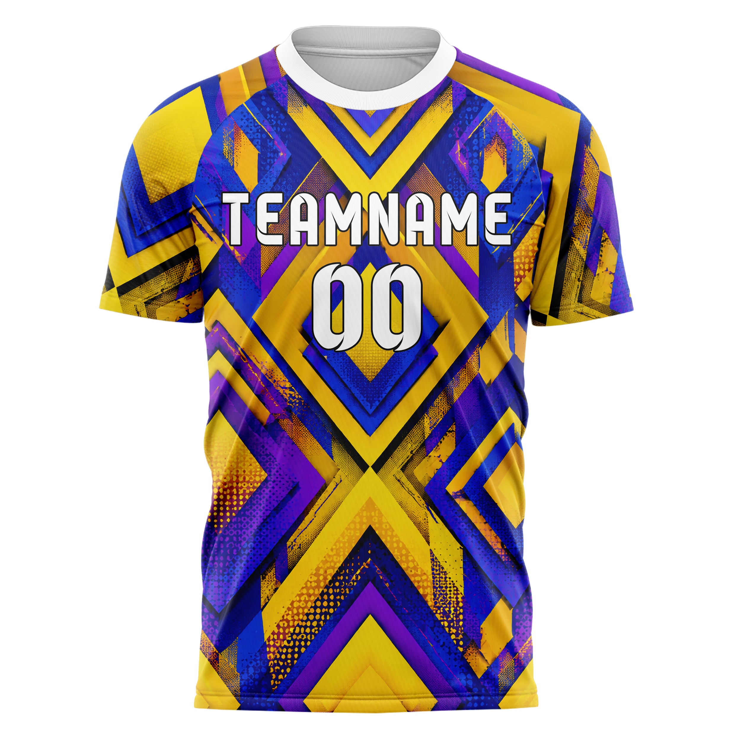 Gelb lebendiges Rauten Layered 3D Rhombus Design 01-0067 individuelles Fußballtrikot front