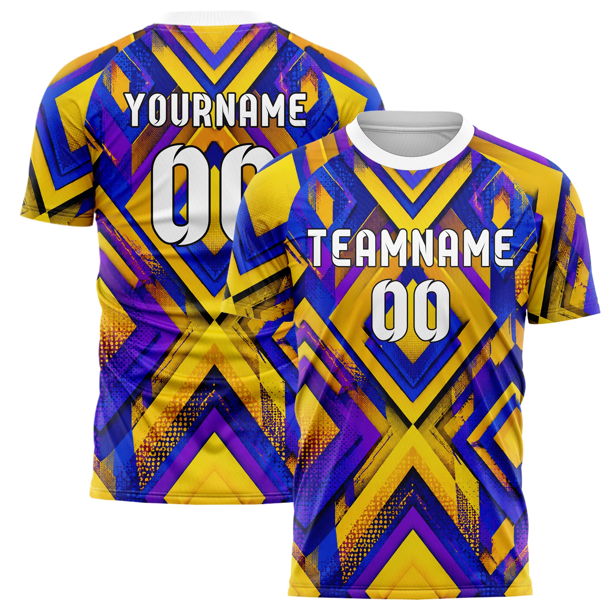 Gelb lebendiges Rauten Layered 3D Rhombus Design 01-0067 individuelles Fußballtrikot main