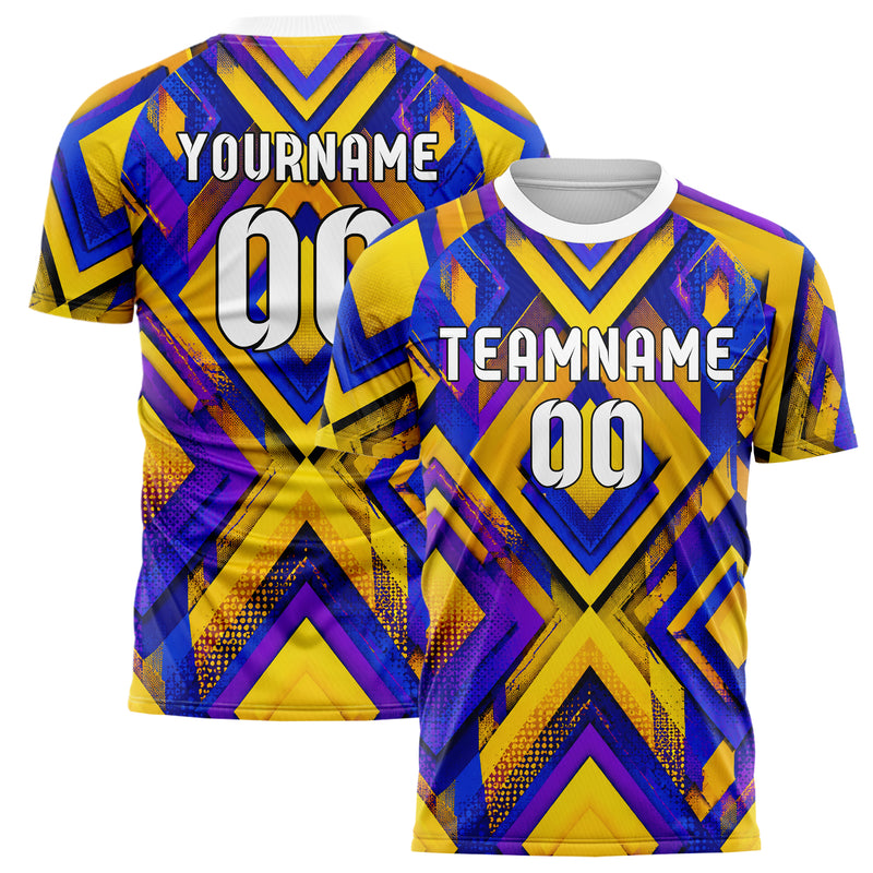 Gelb lebendiges Rauten Layered 3D Rhombus Design 01-0067 individuelles Fußballtrikot main