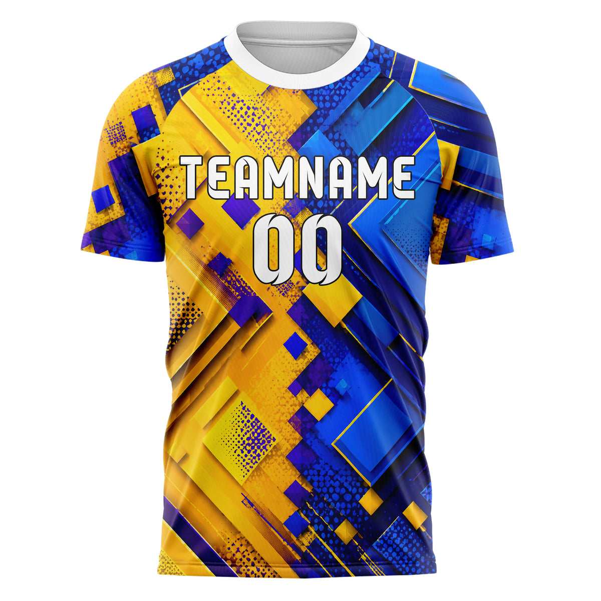 Gelb lebendiges Rauten Layered 3D Rhombus Design 01-0211 individuelles Fußballtrikot front