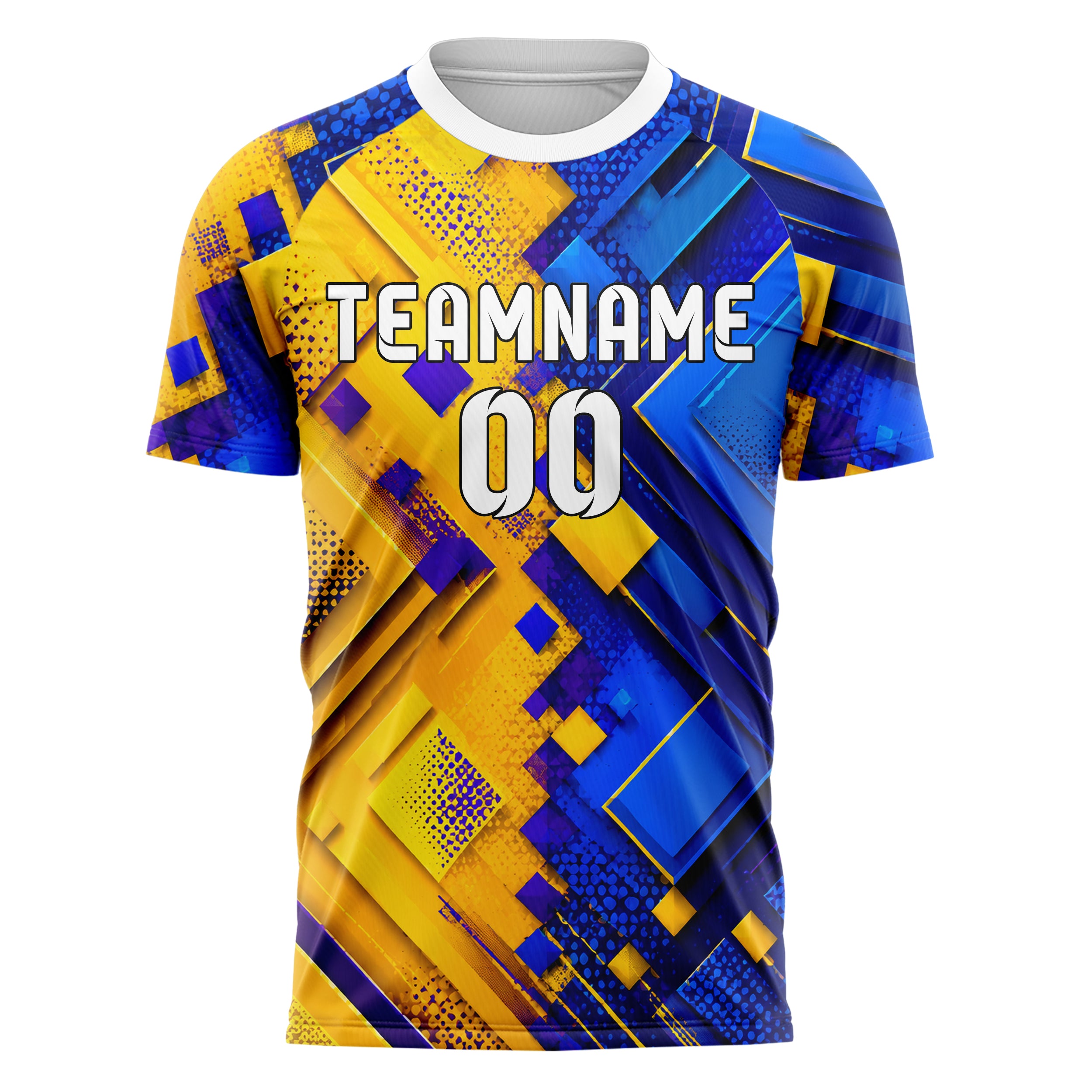 Gelb lebendiges Rauten Layered 3D Rhombus Design 01-0211 individuelles Fußballtrikot front