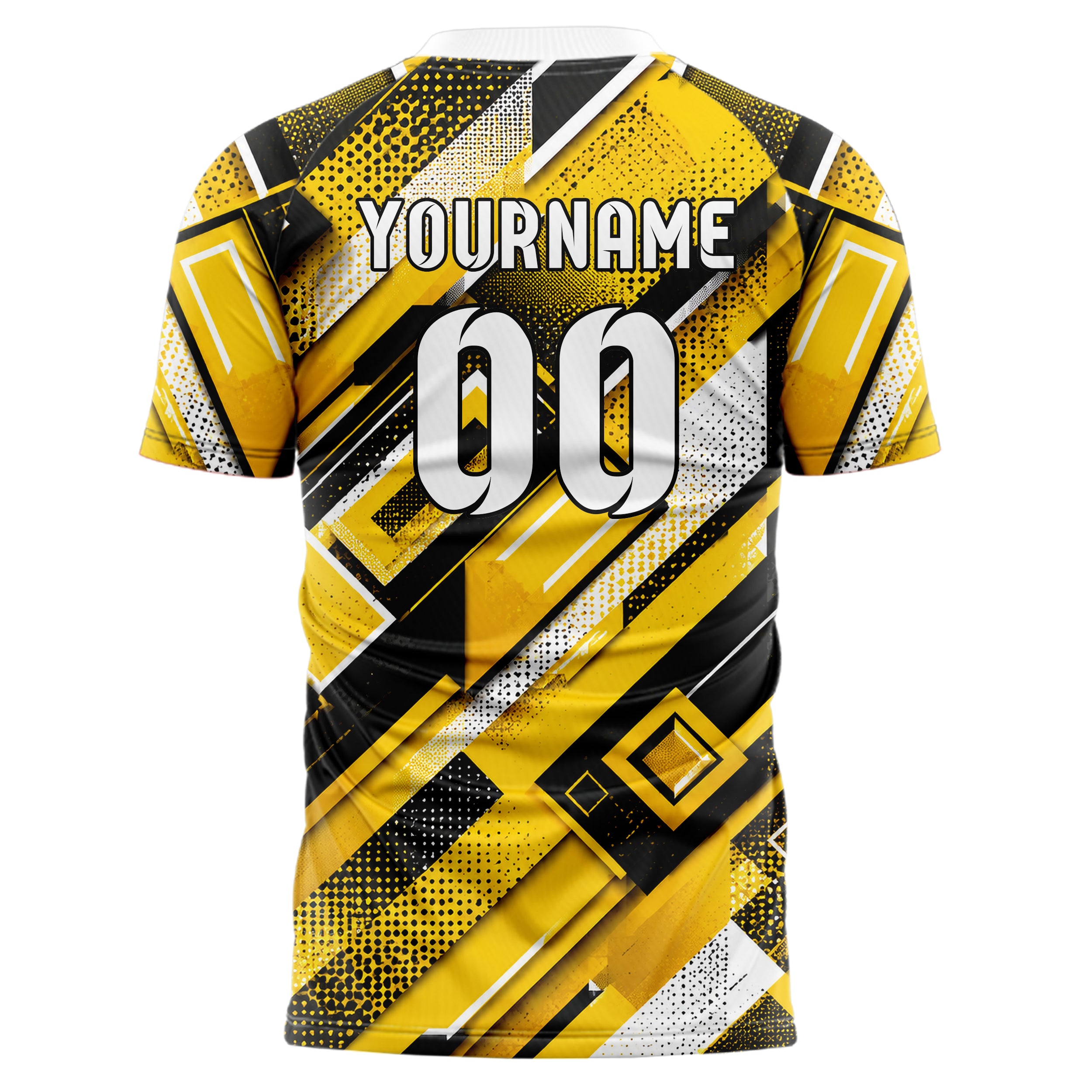Gelb lebendiges Rauten Layered 3D Rhombus Design 01-0251 individuelles Fußballtrikot back