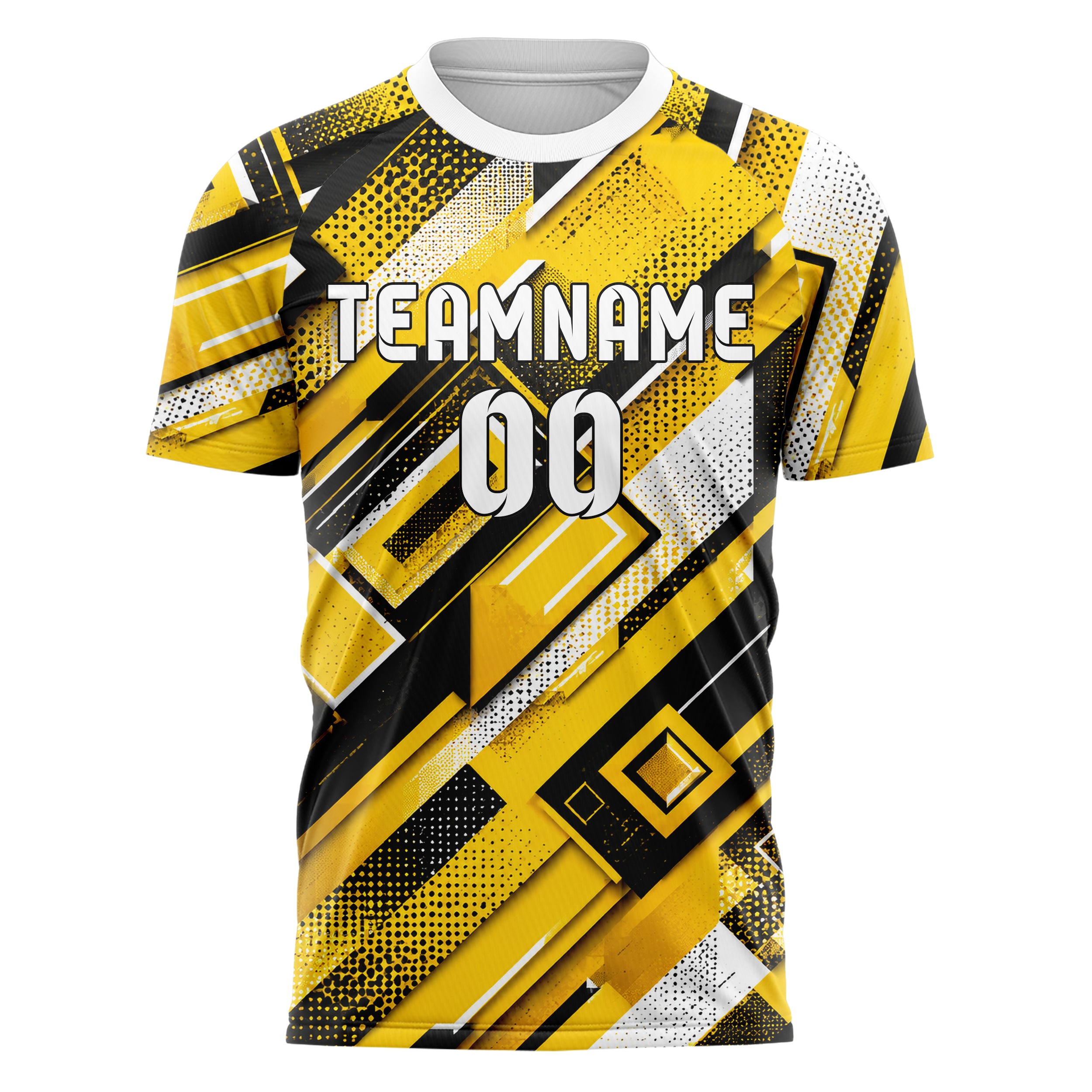 Gelb lebendiges Rauten Layered 3D Rhombus Design 01-0251 individuelles Fußballtrikot front