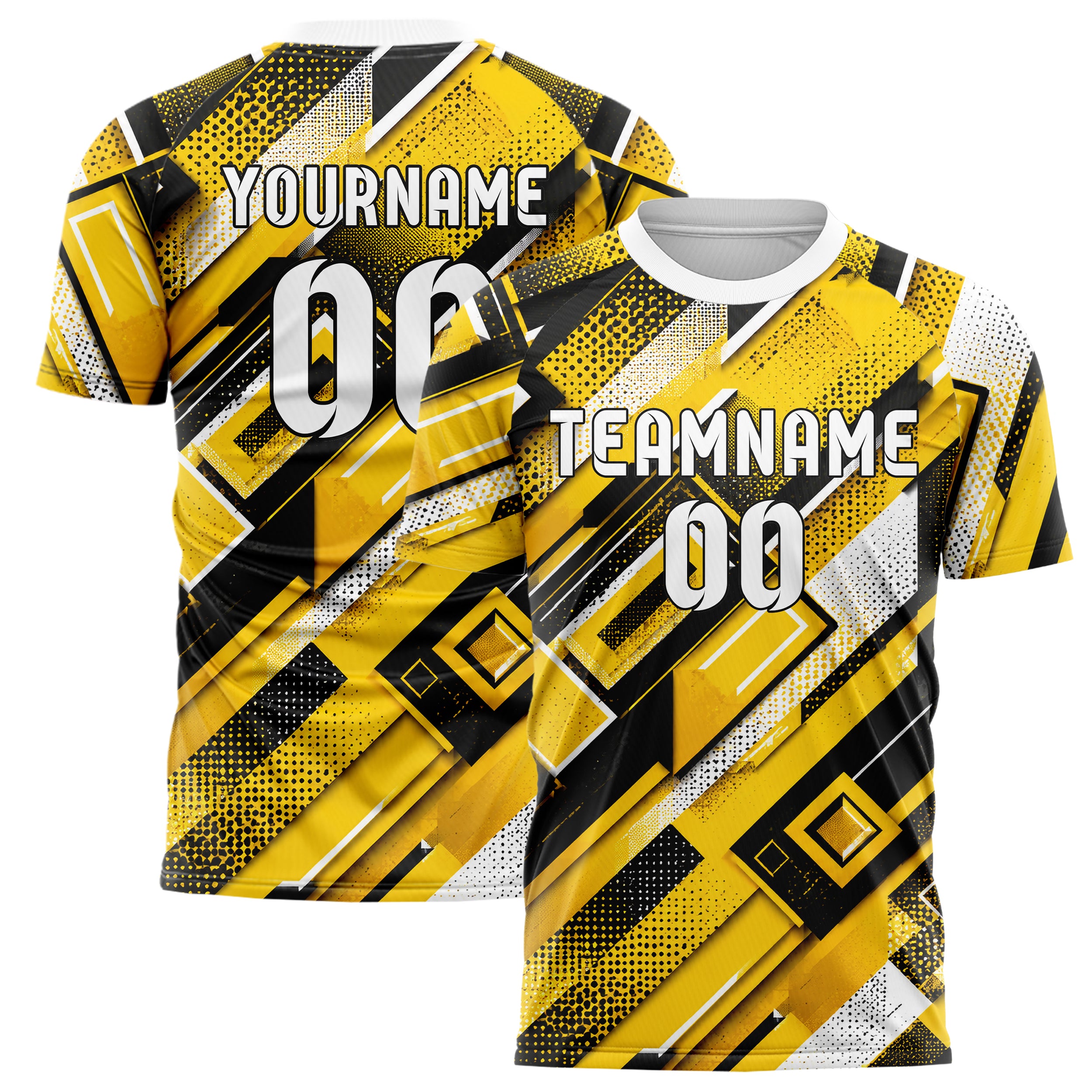 Gelb lebendiges Rauten Layered 3D Rhombus Design 01-0251 individuelles Fußballtrikot main
