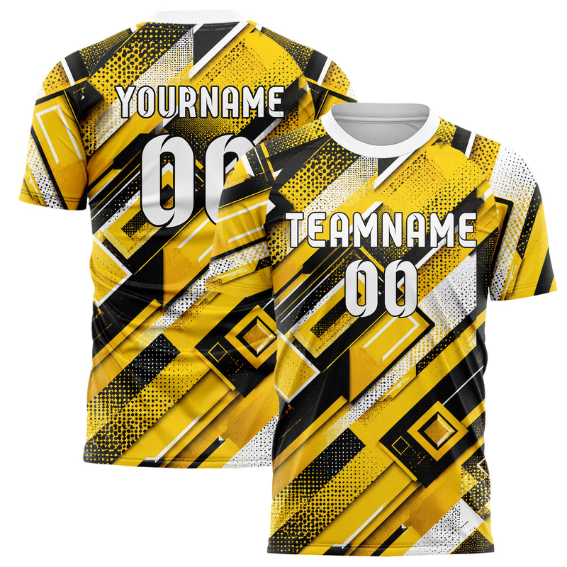 Gelb lebendiges Rauten Layered 3D Rhombus Design 01-0251 individuelles Fußballtrikot main