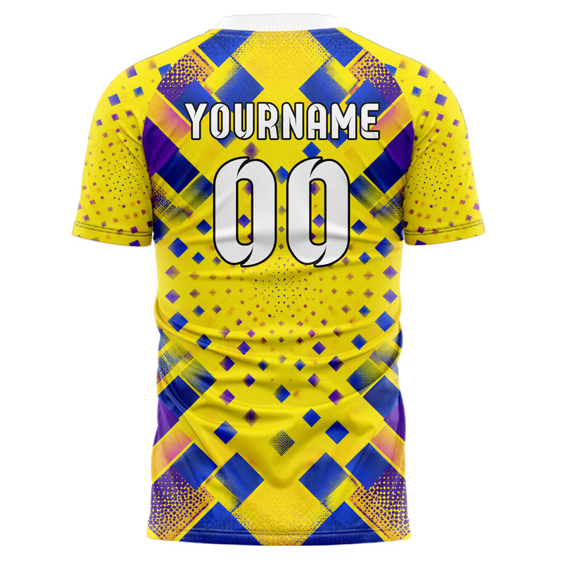 Gelb lebendiges Rauten Micro to Macro Gradient Design 01-0124 individuelles Fußballtrikot back