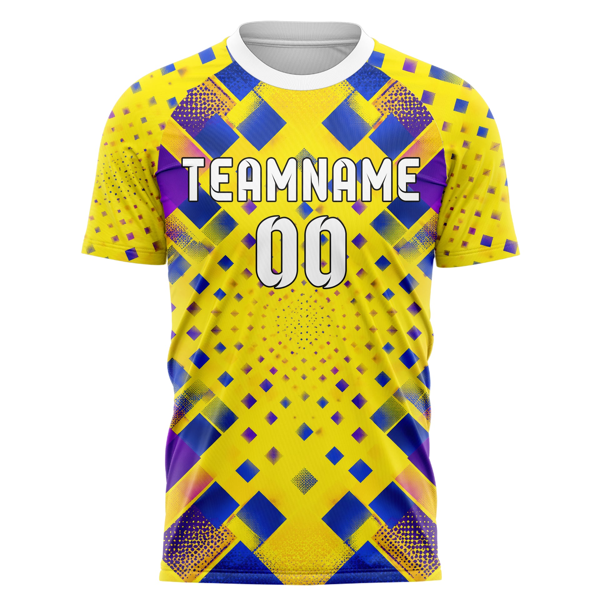Gelb lebendiges Rauten Micro to Macro Gradient Design 01-0124 individuelles Fußballtrikot front