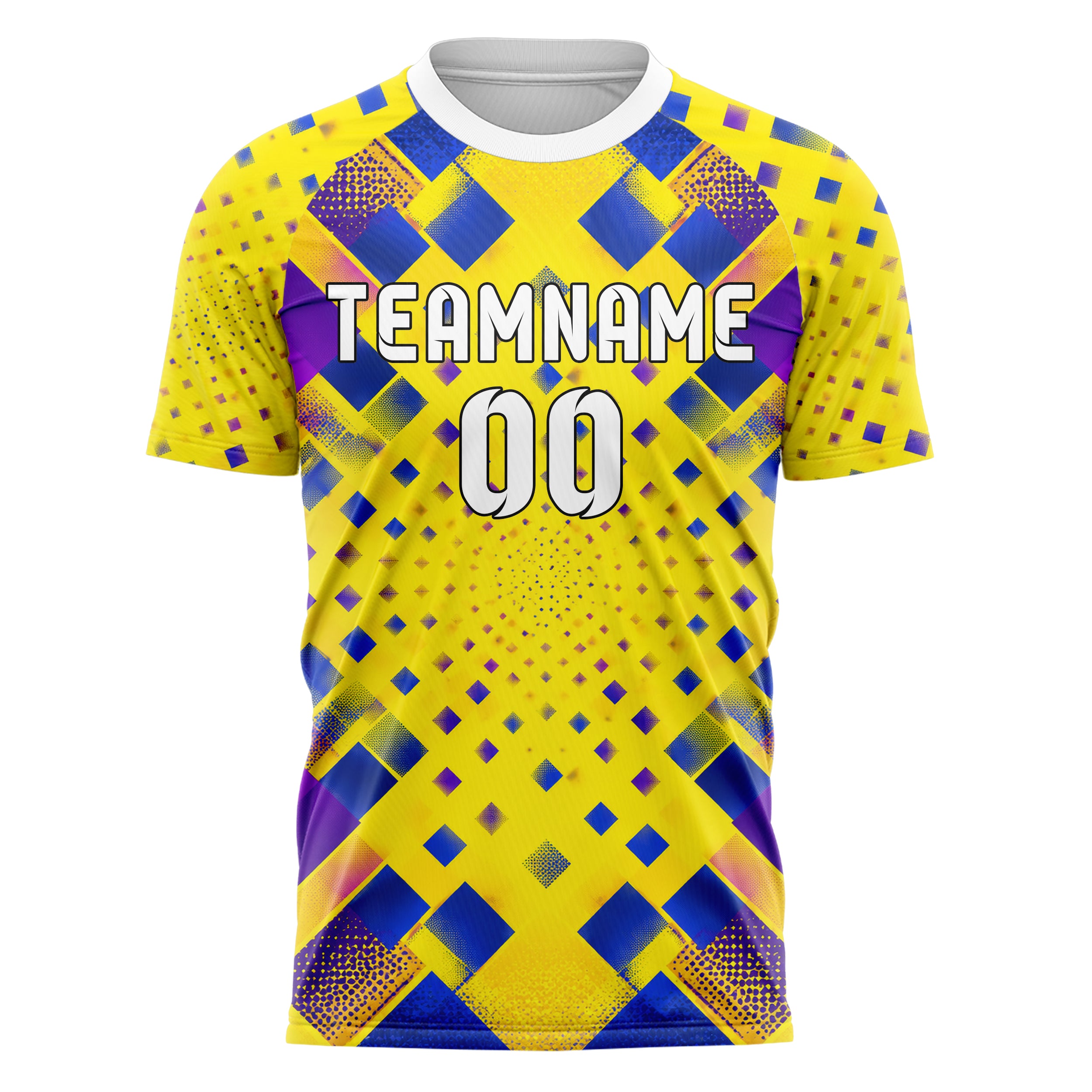 Gelb lebendiges Rauten Micro to Macro Gradient Design 01-0124 individuelles Fußballtrikot front