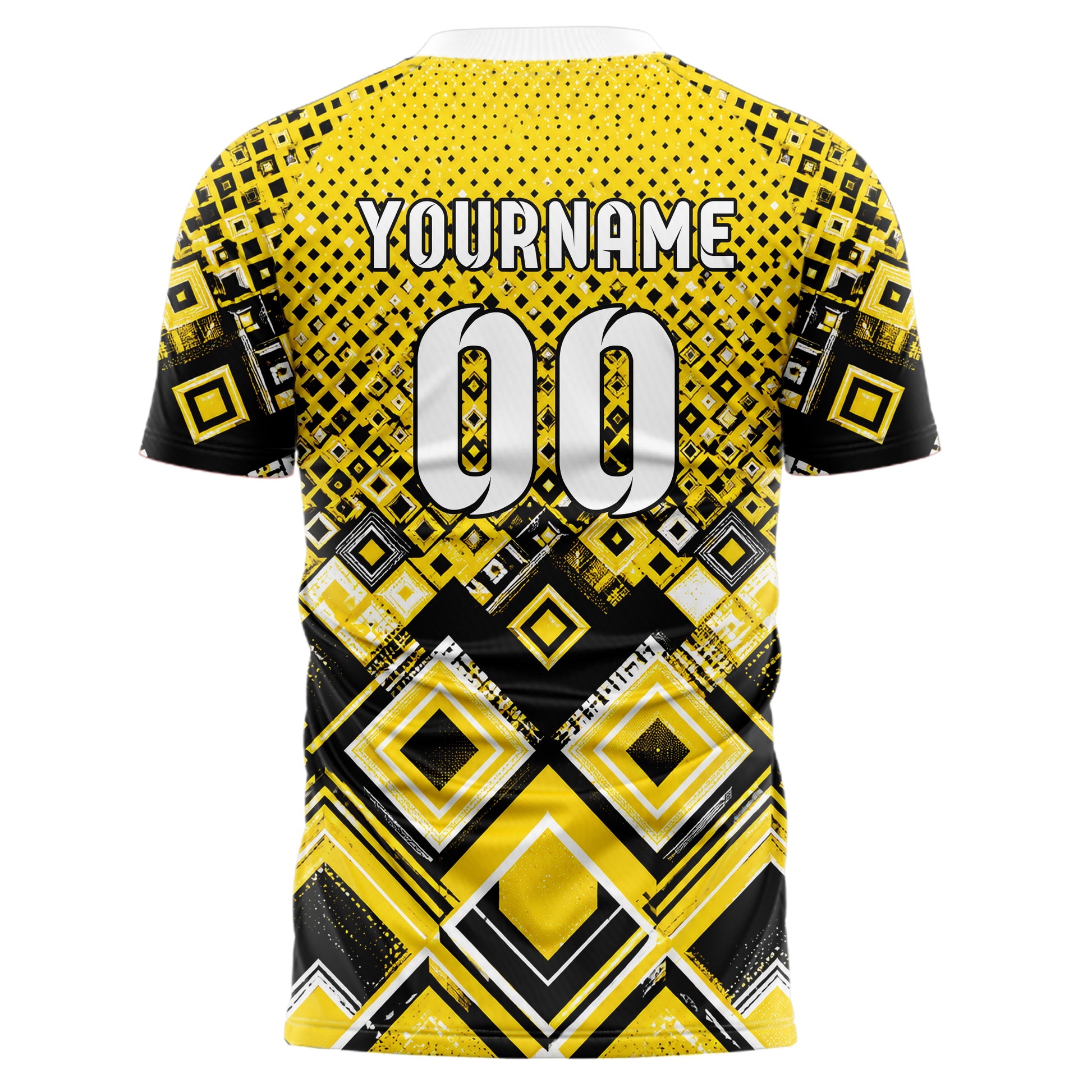 Gelb lebendiges Rauten Micro to Macro Gradient Design 01-0332 individuelles Fußballtrikot back