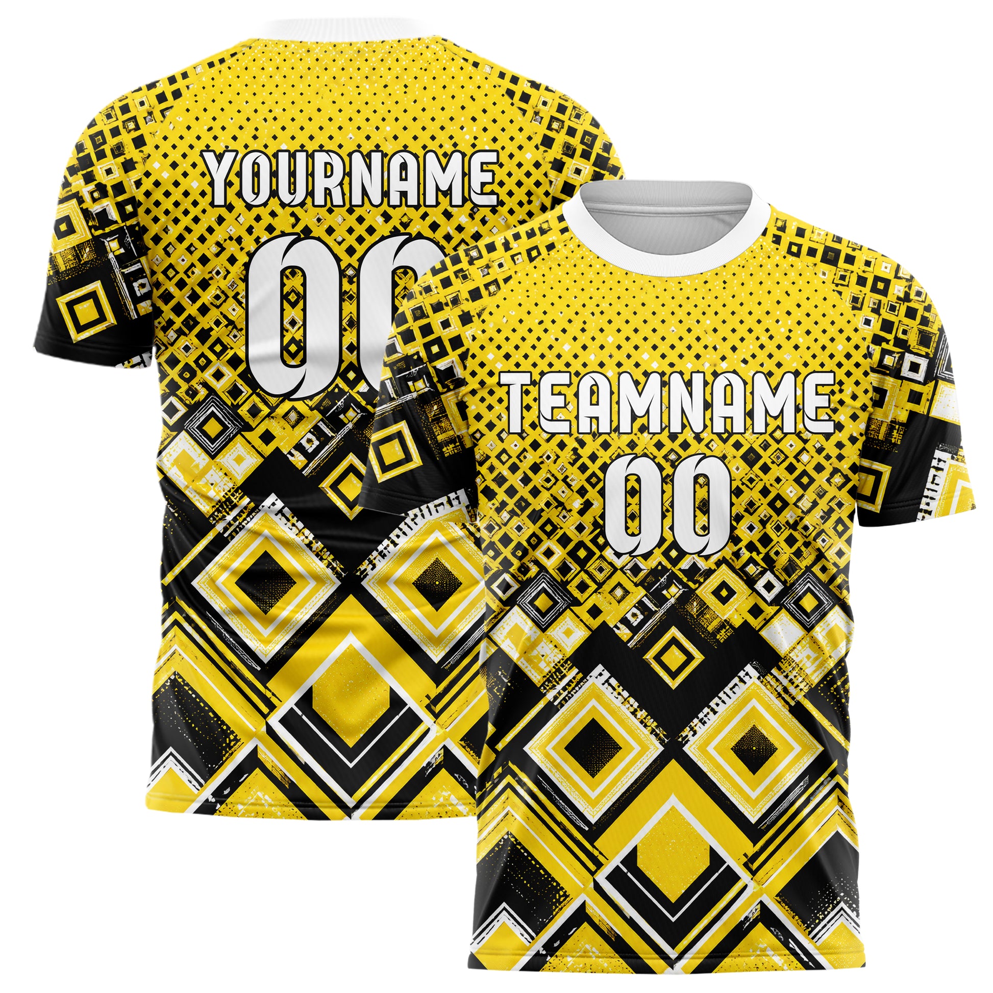 Gelb lebendiges Rauten Micro to Macro Gradient Design 01-0332 individuelles Fußballtrikot main