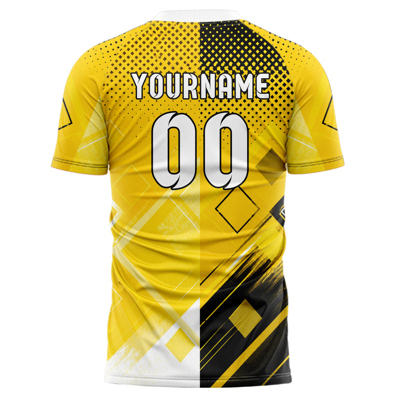 Gelb lebendiges Rauten dichter Verlauf von oben Design 01-0200 individuelles Fußballtrikot back
