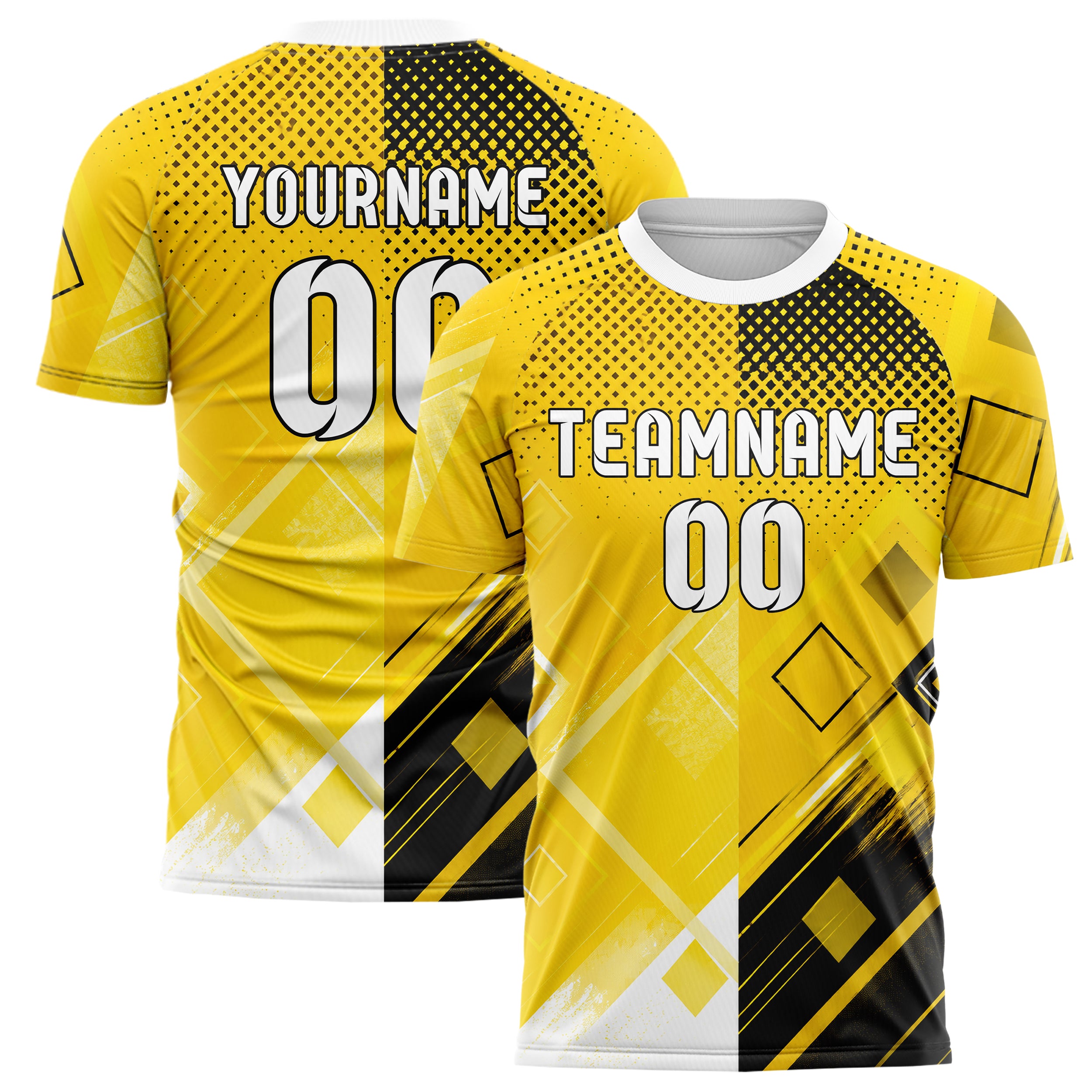 Gelb lebendiges Rauten dichter Verlauf von oben Design 01-0200 individuelles Fußballtrikot main