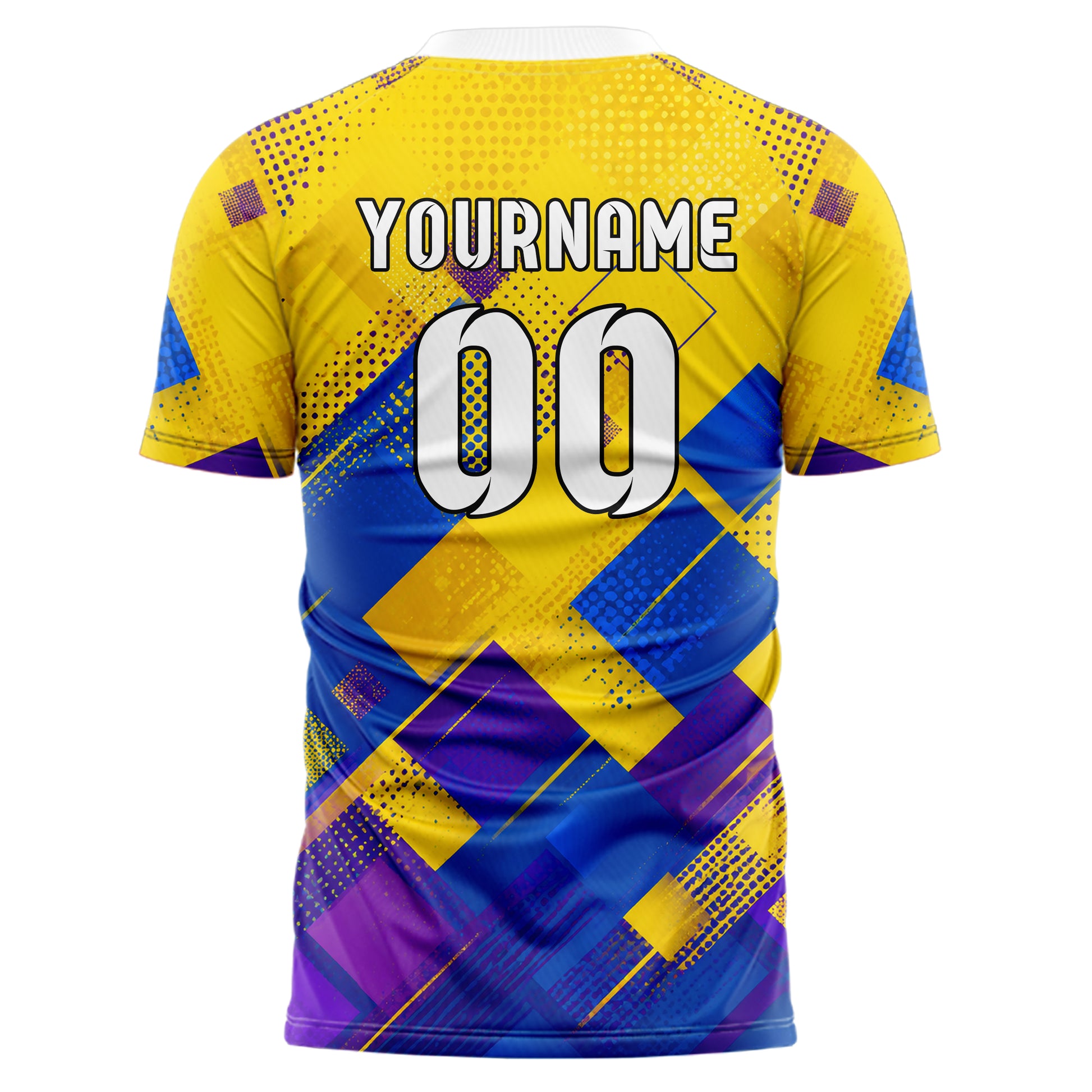 Gelb lebendiges Rauten dichter Verlauf von oben Design 01-0280 individuelles Fußballtrikot back