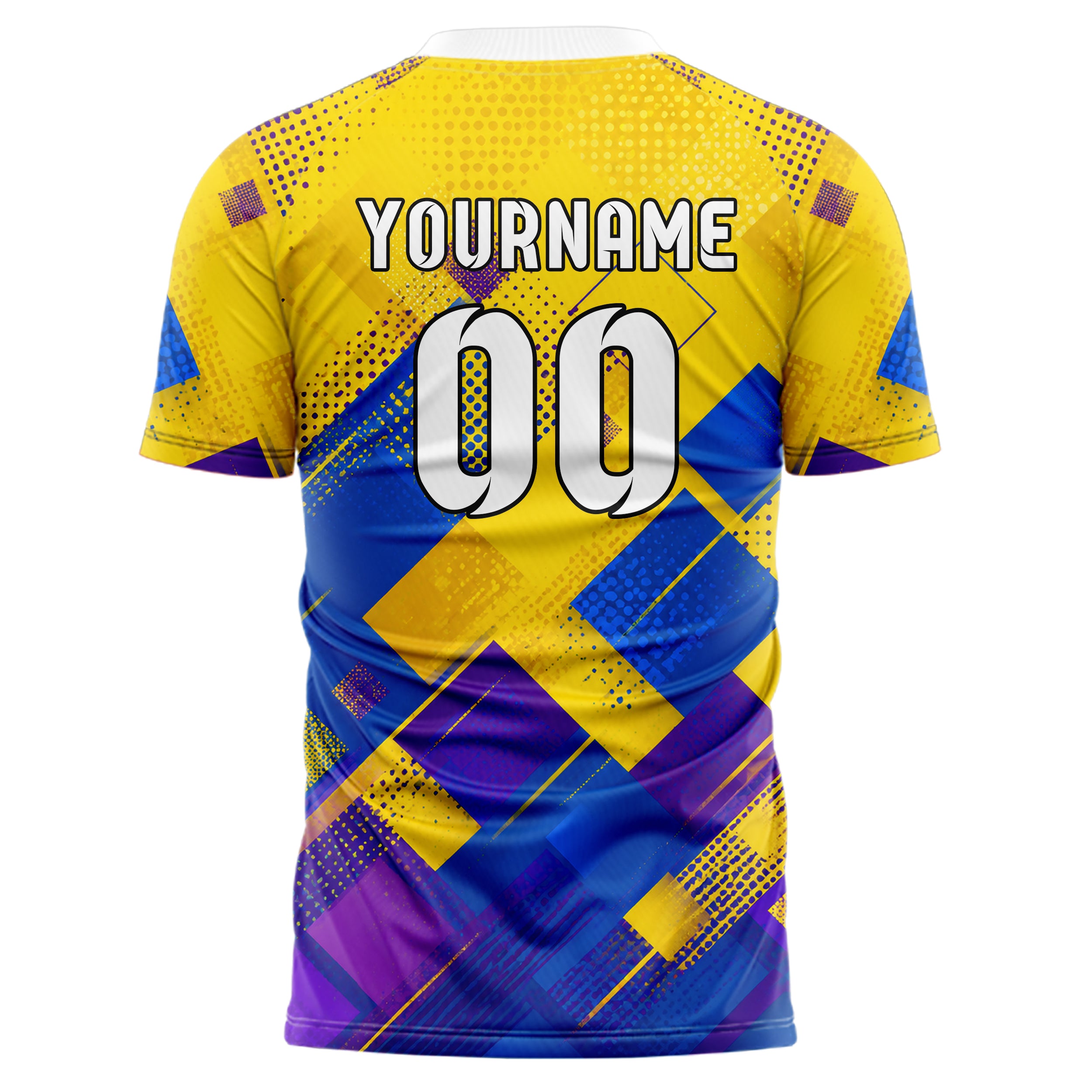 Gelb lebendiges Rauten dichter Verlauf von oben Design 01-0280 individuelles Fußballtrikot back