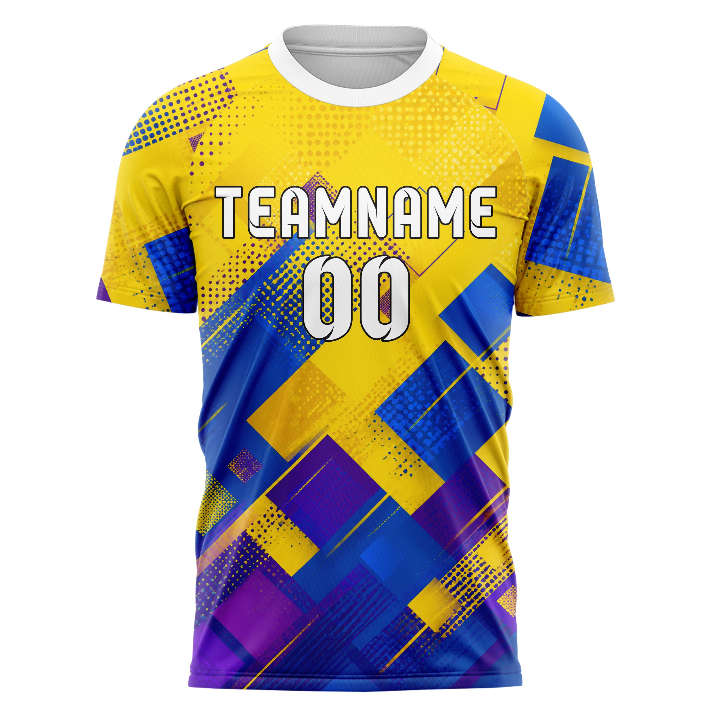 Gelb lebendiges Rauten dichter Verlauf von oben Design 01-0280 individuelles Fußballtrikot front