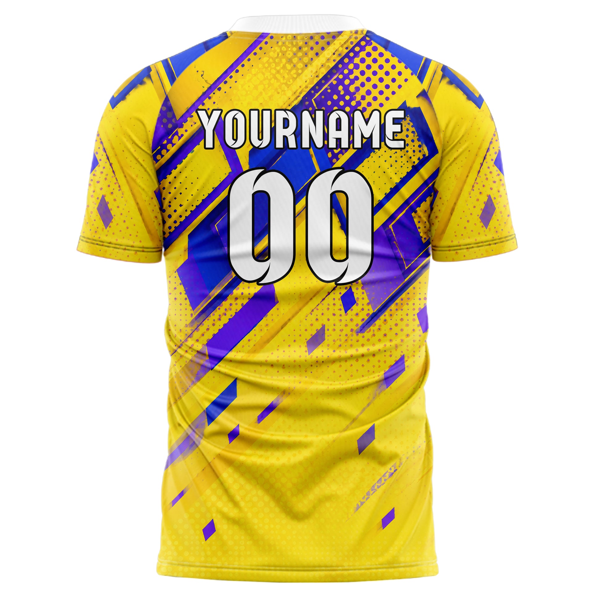 Gelb lebendiges Rauten dichter Verlauf von oben Design 01-0352 individuelles Fußballtrikot back