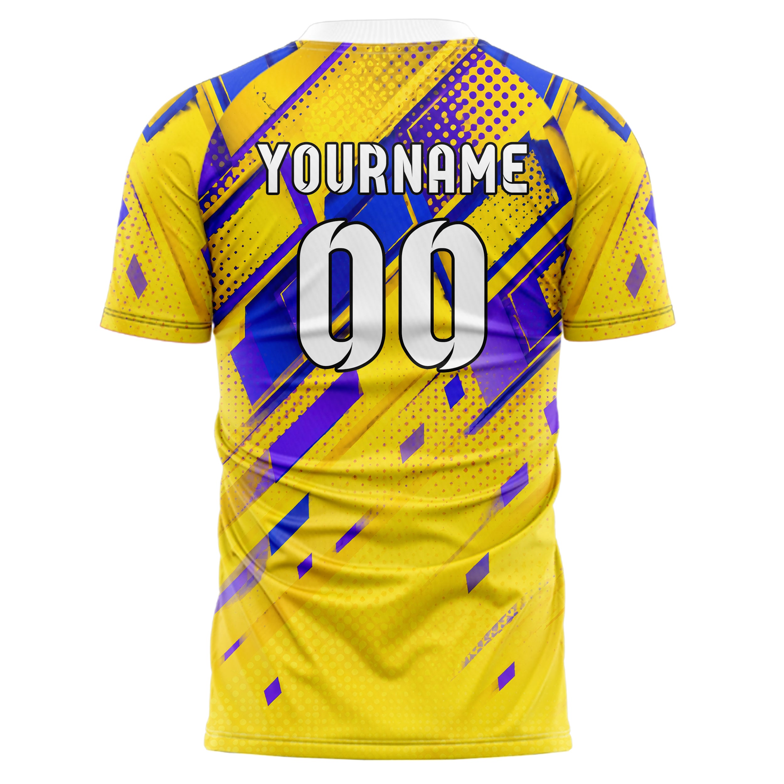 Gelb lebendiges Rauten dichter Verlauf von oben Design 01-0352 individuelles Fußballtrikot back